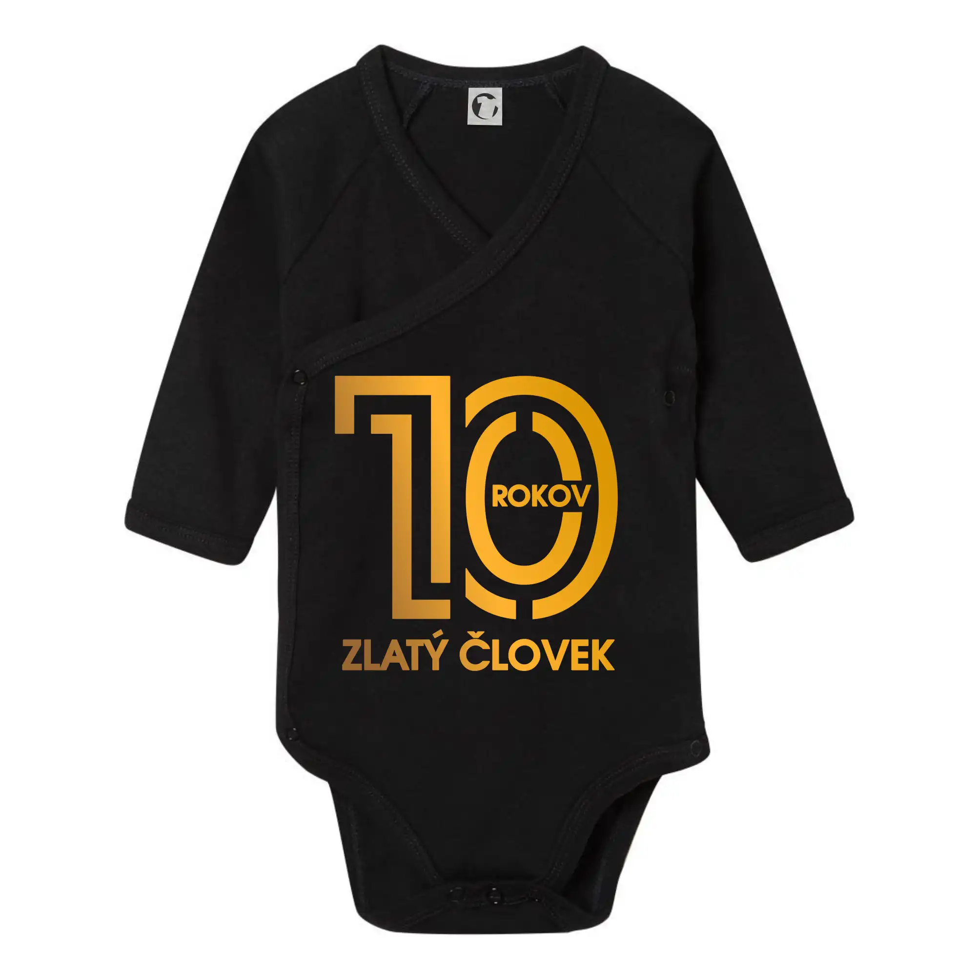 Tričká k narodeninám - 10 rokov zlatý človek - Body zavinovacie s dlhým rukávom