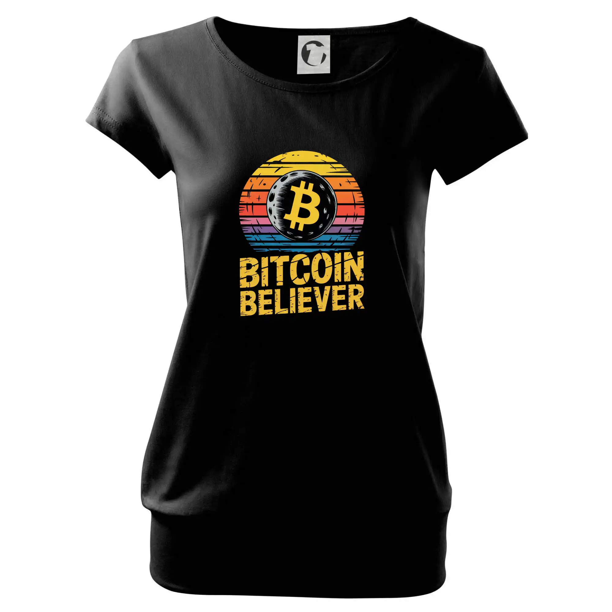 Bitcoin Believer Vintage retro sunset - Voľné tričko city