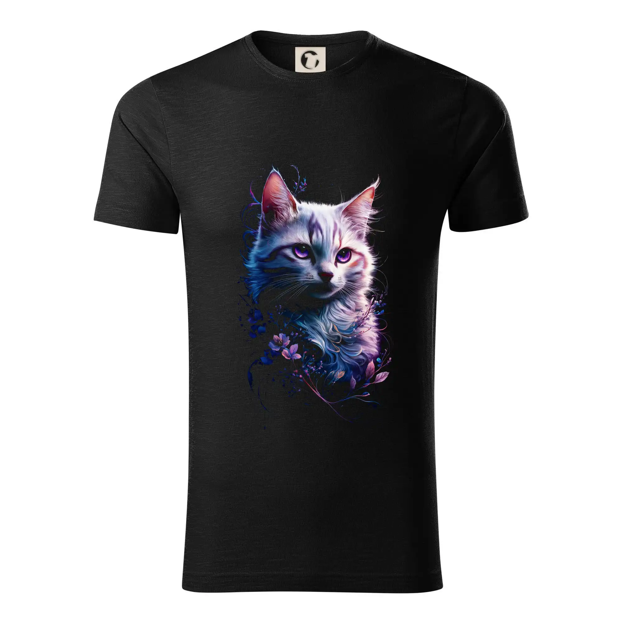 Vtipná tričká s mačkou - Dúhová mačka a hviezdy - Tričko z organickej bavlny