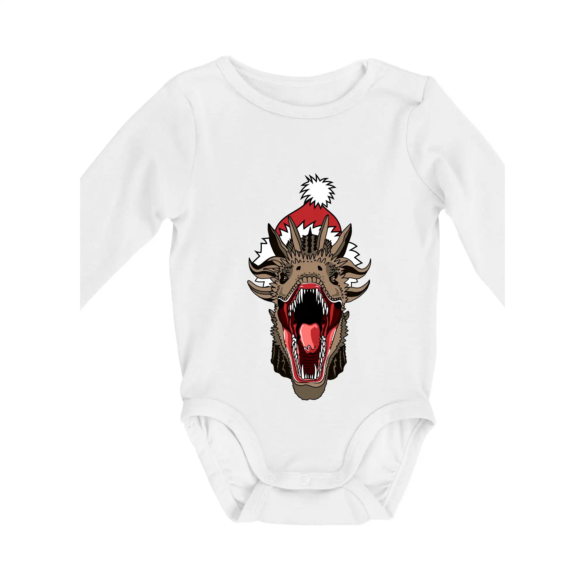 Vianočné tričká - Vánoční drak (Pecka design) - Body dojčenské s dlhým rukávom