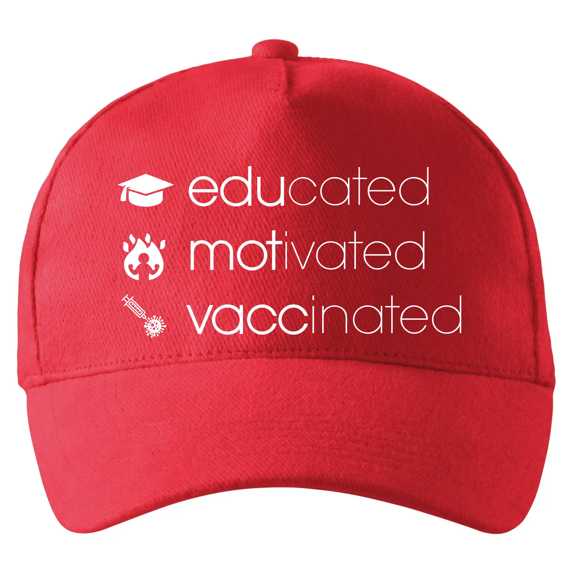 Educated motivated vaccinated - Šiltovka so zahnutým šiltom a mosaznou sponou