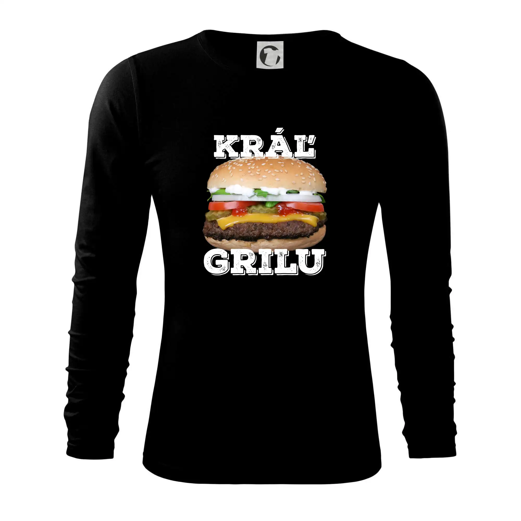 Tričká a zástery na grilovanie - Kráľ grilu hamburger - Tričko s dlhým rukávom FIT-T long sleeve