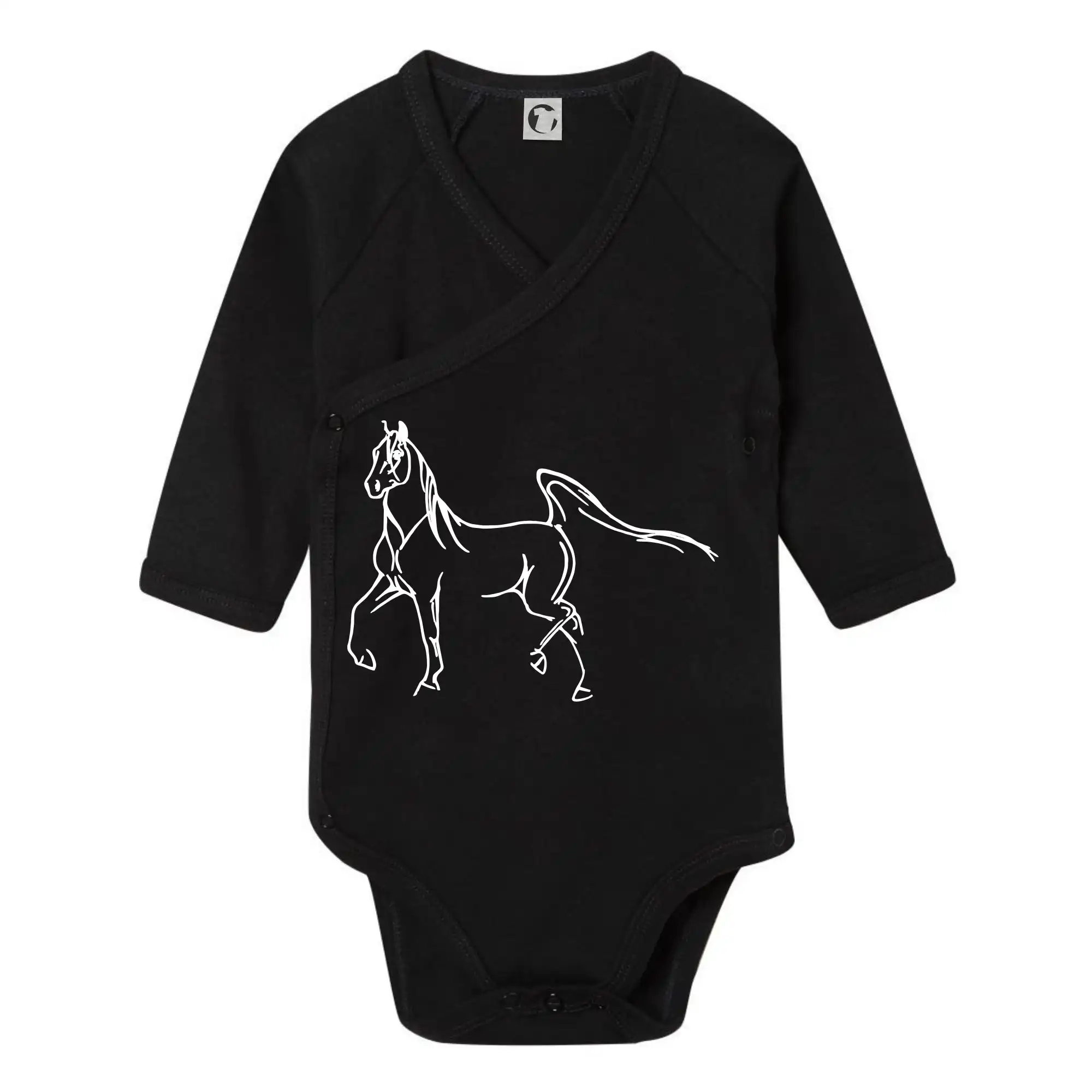 Tričká s koňmi - Kôň silueta - Body zavinovacie s dlhým rukávom