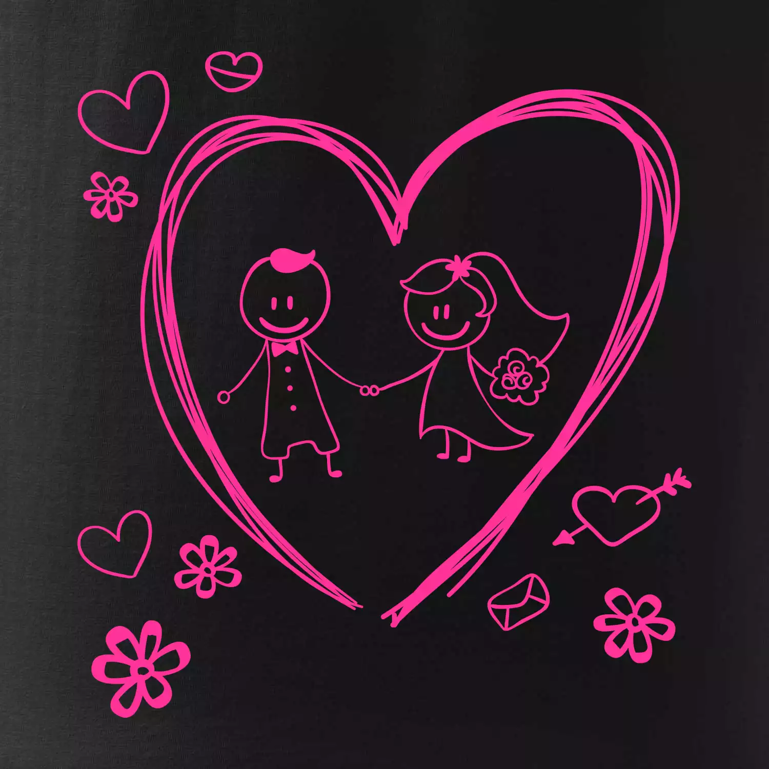 Svatba - kreslené srdce