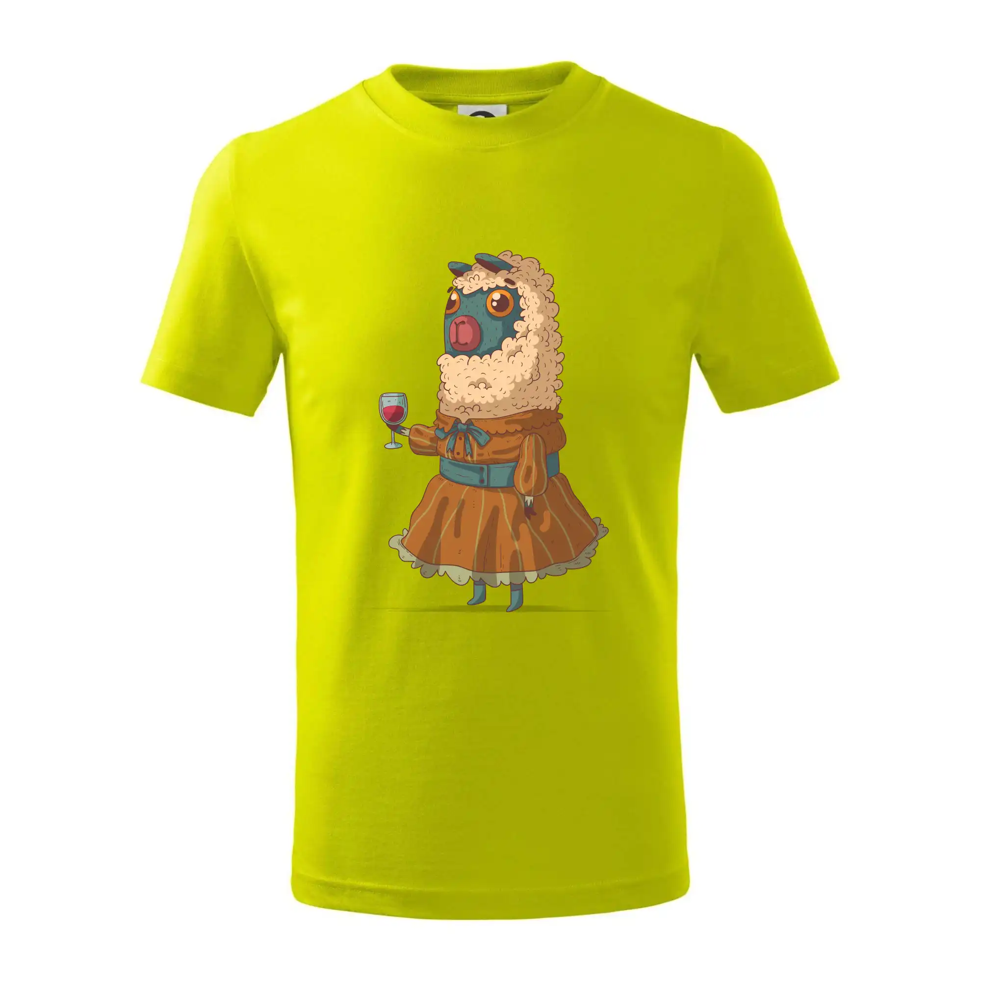 Alpaka s vínem žena