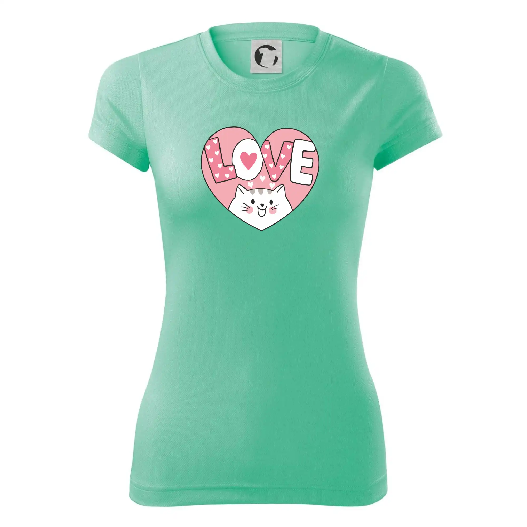 Kočka love - růžové srdce