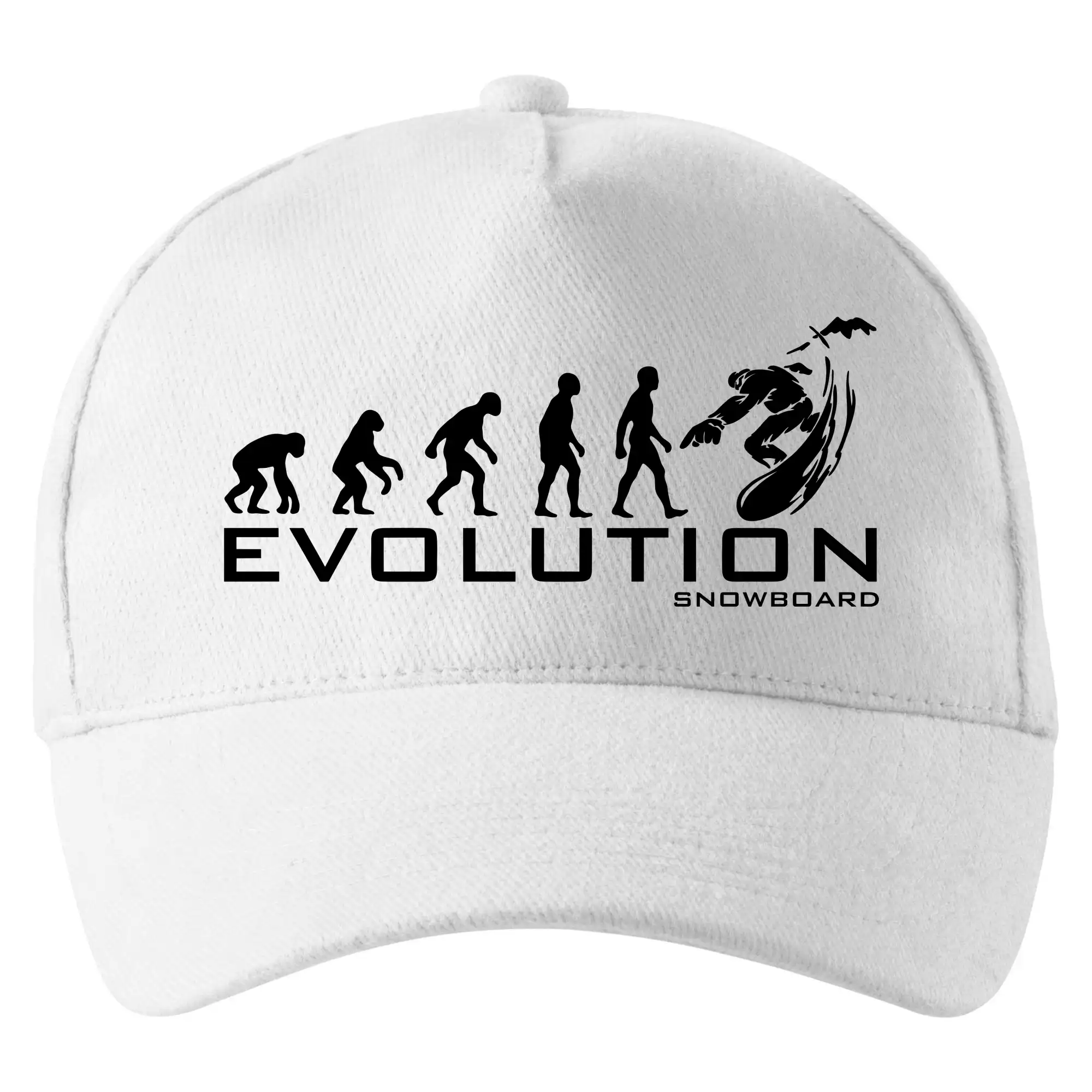 Tričká s potlačou evolúcia - Evolúcia snowboardu - Šiltovka so zahnutým šiltom a mosaznou sponou