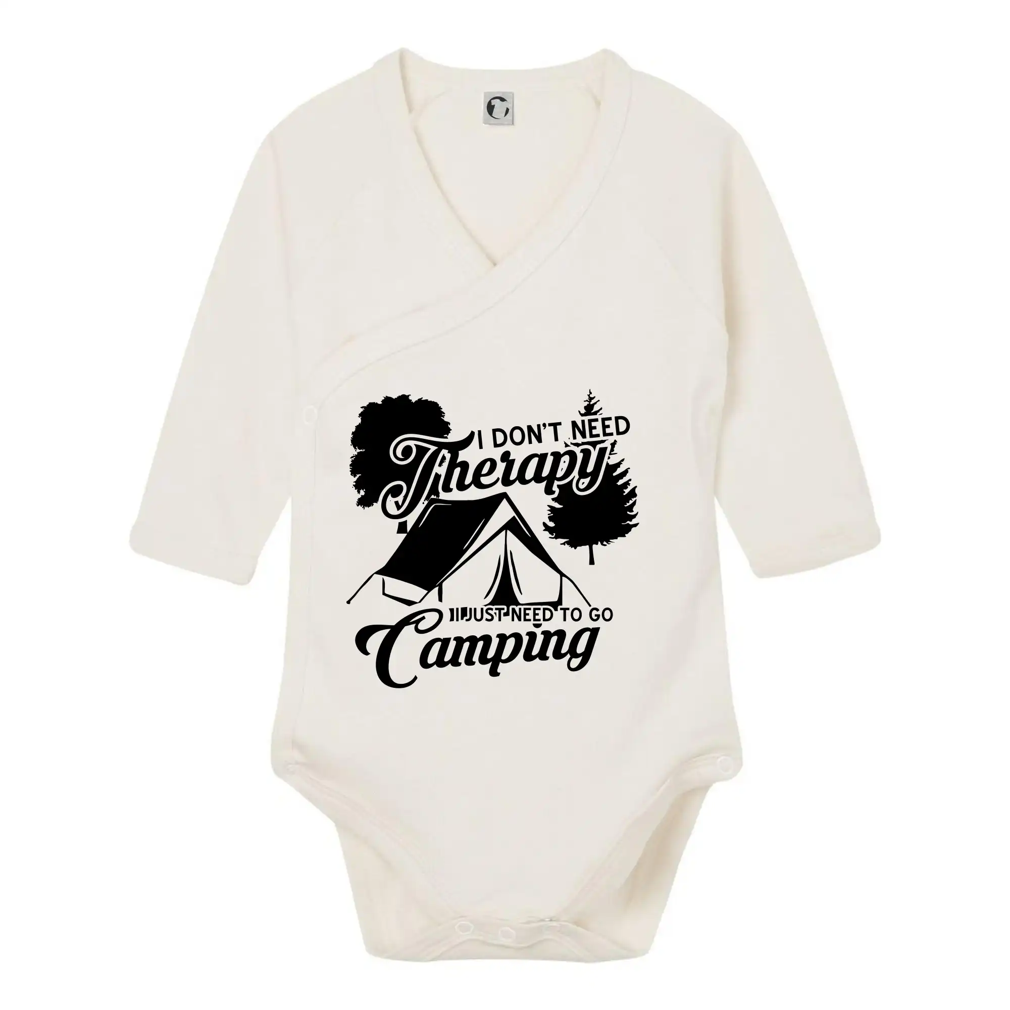 Trička na kempovanie - I don't need therapy camping - Body zavinovacie s dlhým rukávom