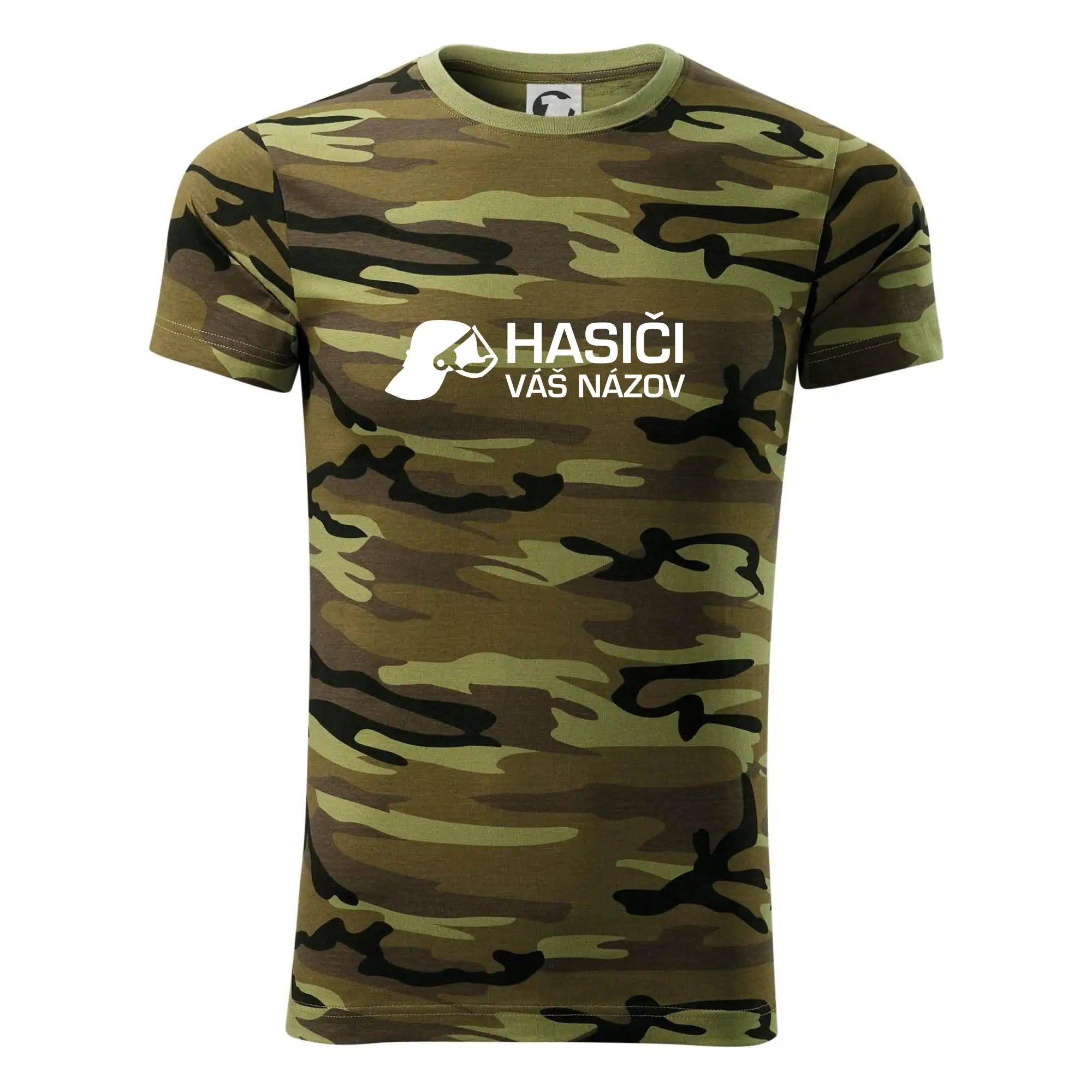 Originálne tričká pre hasičov - Hasiči helma - vlastný nápis - Army CAMOUFLAGE