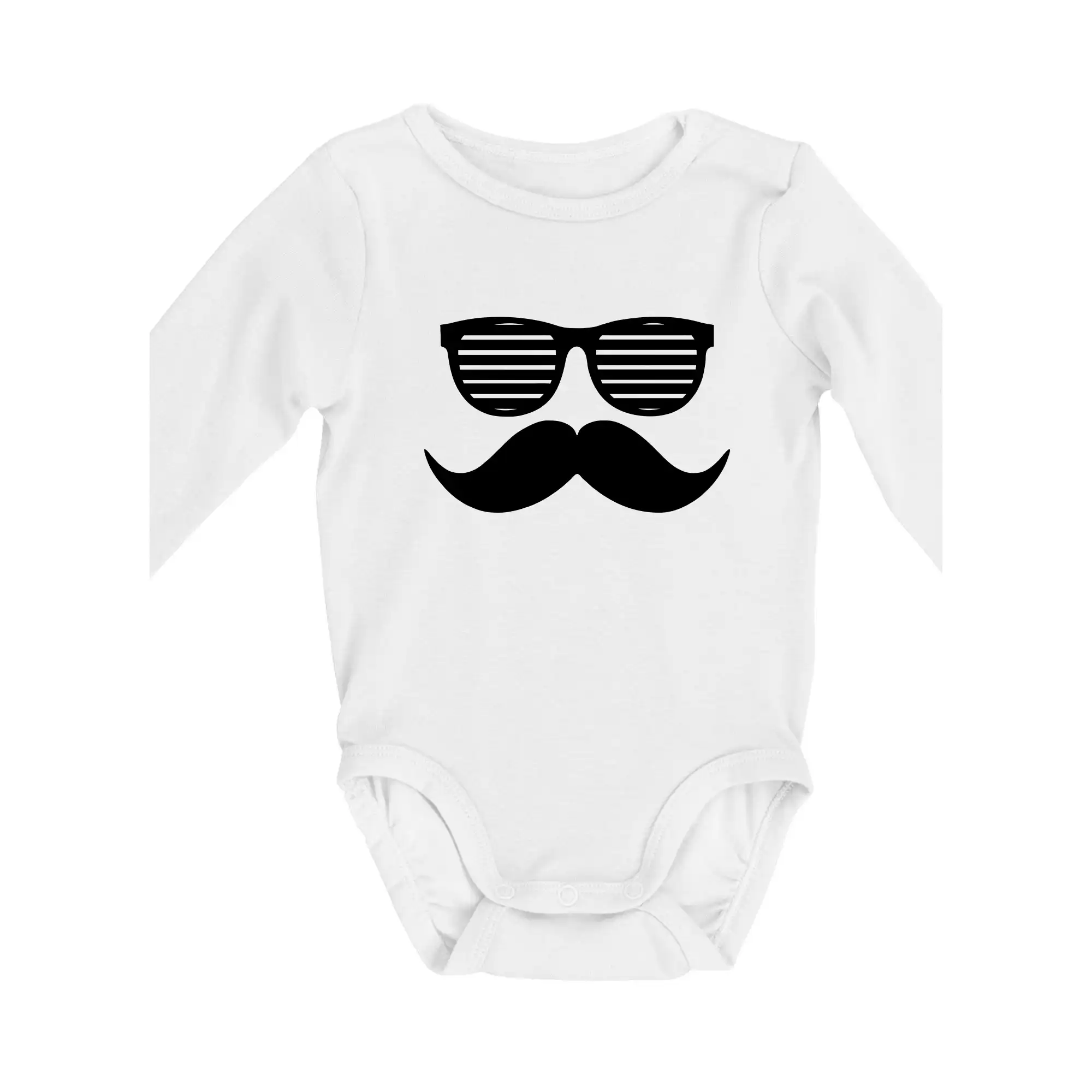 Tričká s fúzikmi - Mustache okuliare - Body dojčenské s dlhým rukávom