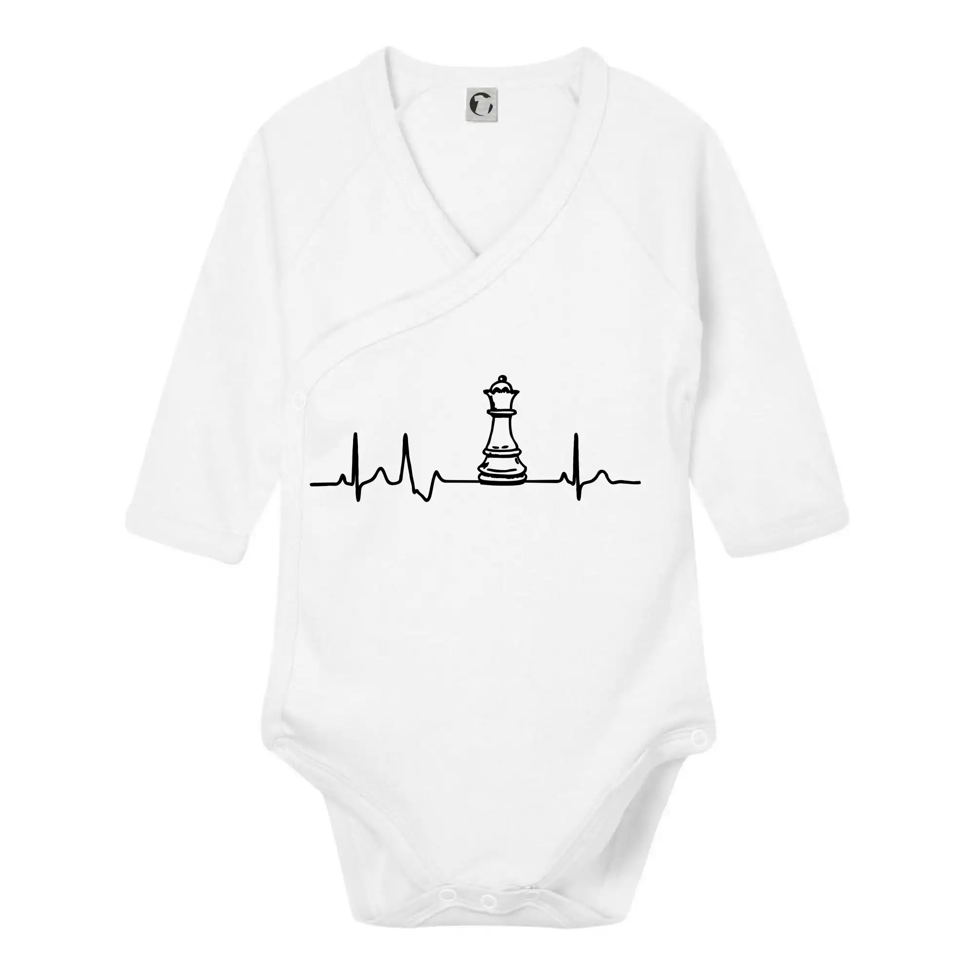 Tričká pre hráčov - EKG Šachové figúrky - dáma - Body zavinovacie s dlhým rukávom