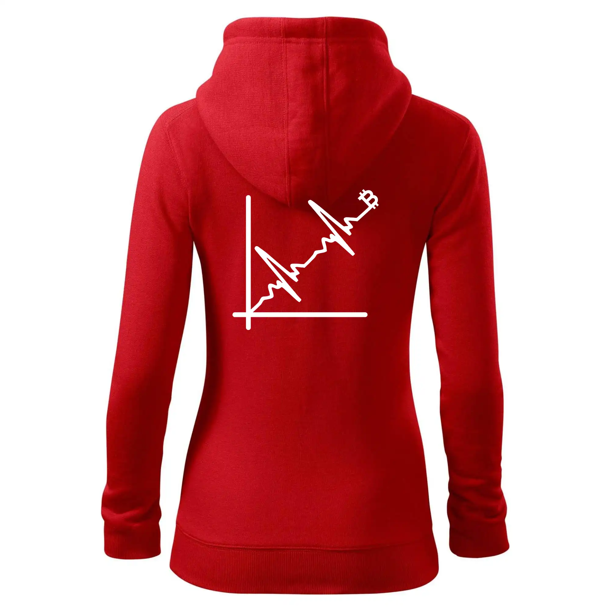 EKG graf bitcoin - Mikina dámska trendy zipper s kapucňou