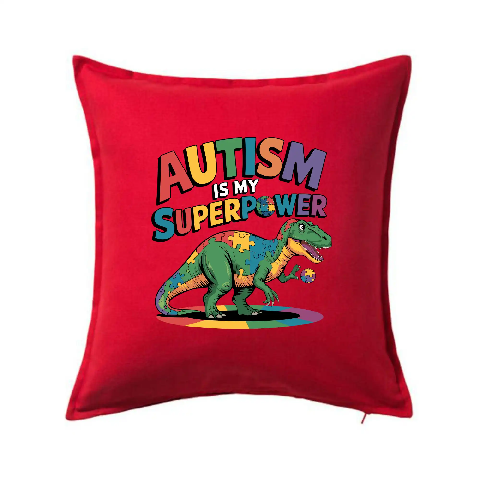 Tričká s motívom autizmu & osveta - Autism is my superpower dinosaurus - Vankúš 50x50