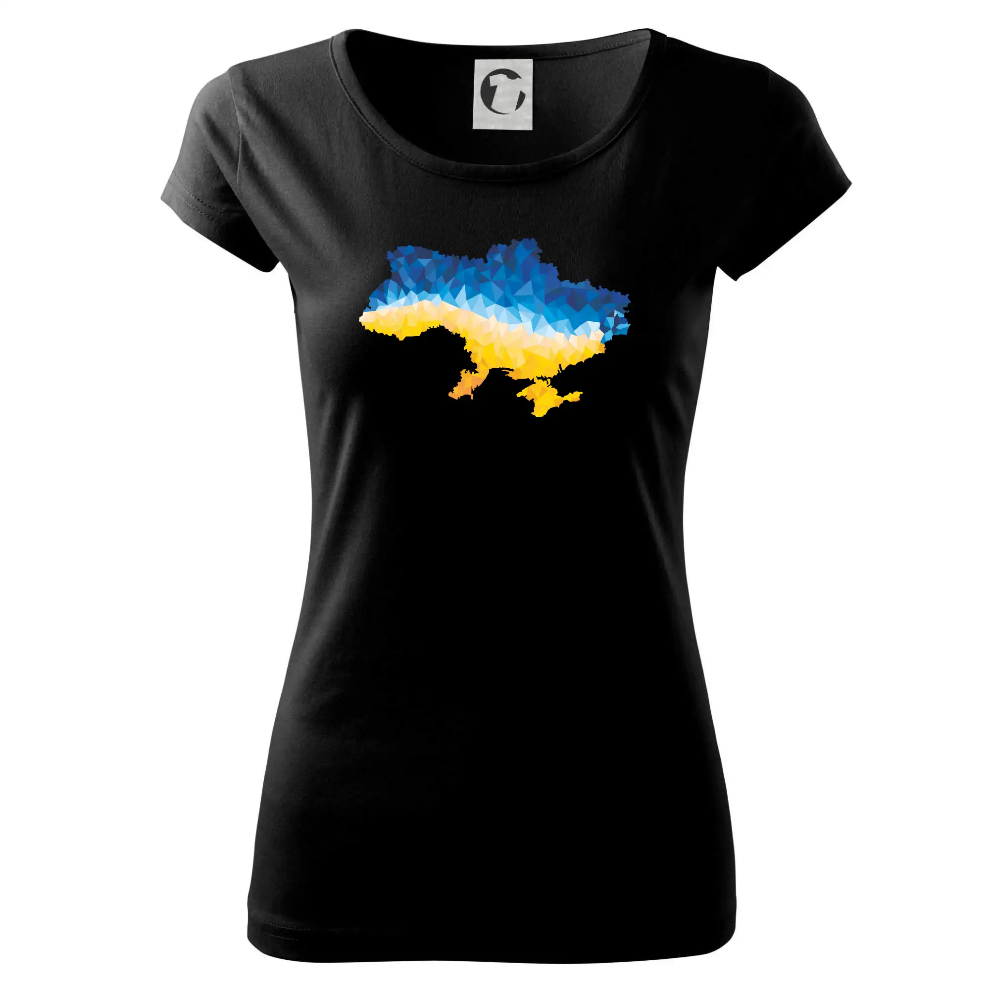 Tričká s vlajkou ukrajiny - Mapa Ukrajiny polygóny - Dámske tričko Pure
