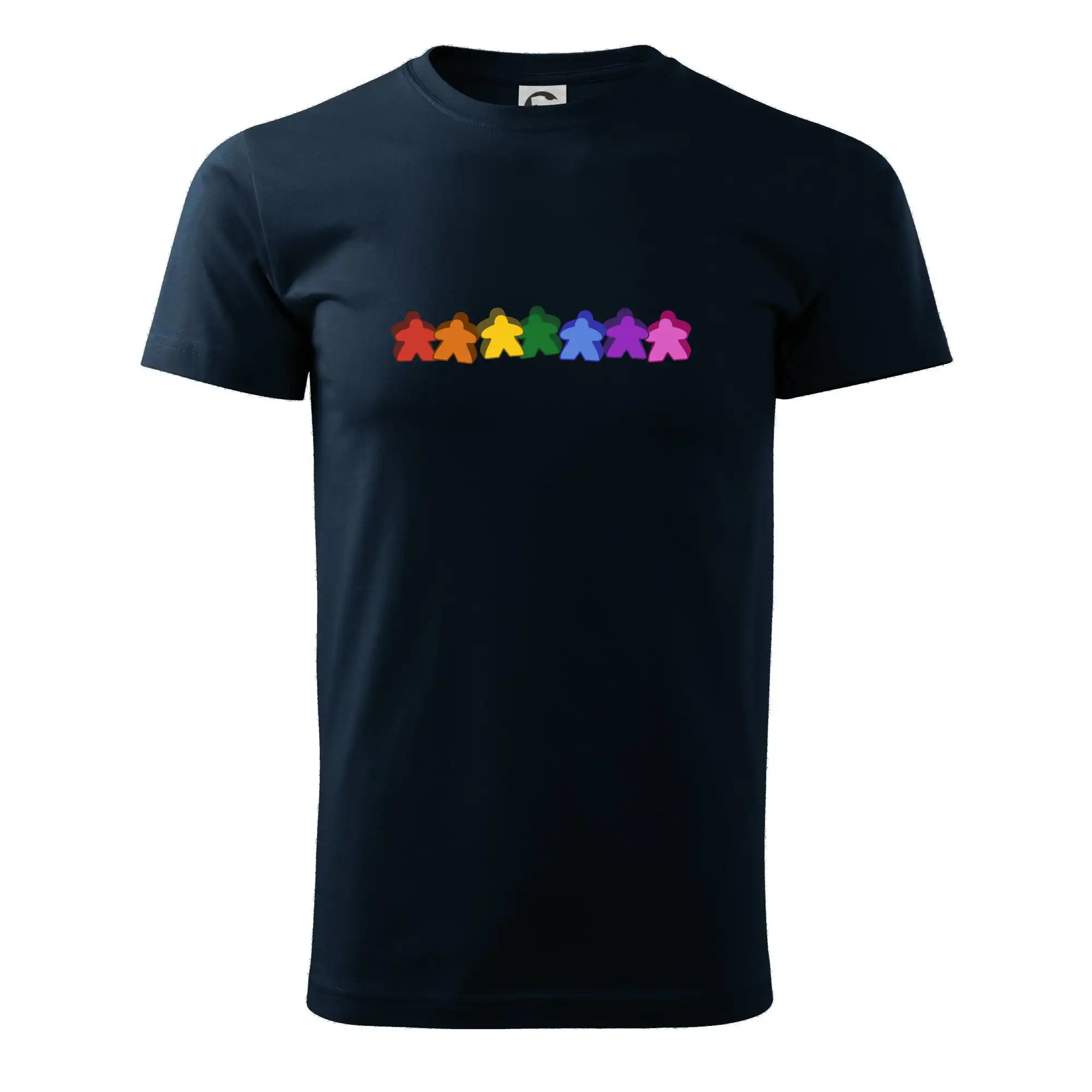 Tričká a mikiny so spoločenskými hrami  - Meeple duha - Tričko extra veľké  (5-8XL)
