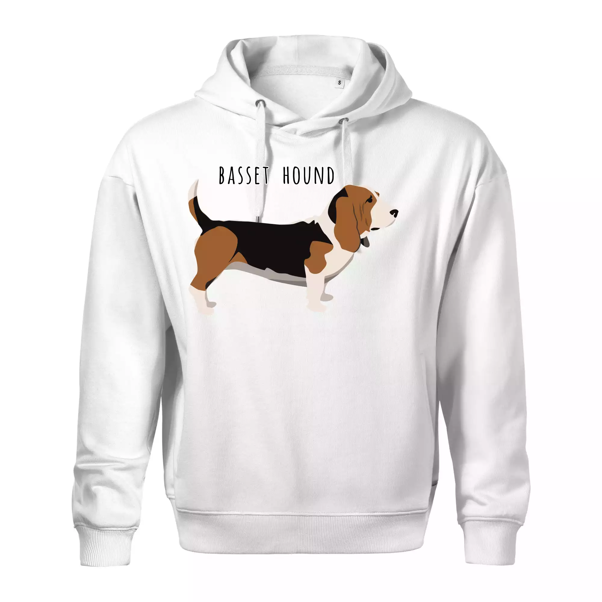 Basset hound pes s nápisem