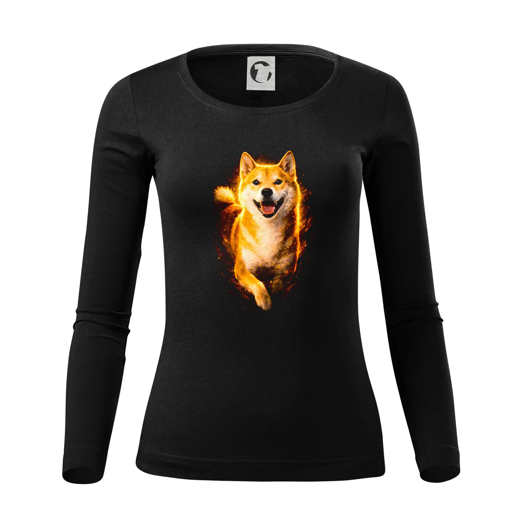 Ostatné psie plemená - Obrázok poltón Shiba Inu bežiaci - Dámske tričko FIT-T LS - zužené
