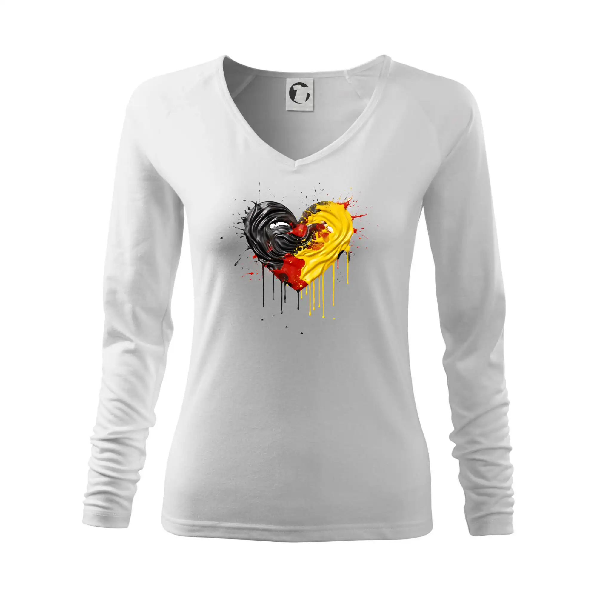 Motívy štátnych vlajok - Srdce rozprsknuté - Nemecké farby - Tričko dámske Elegance