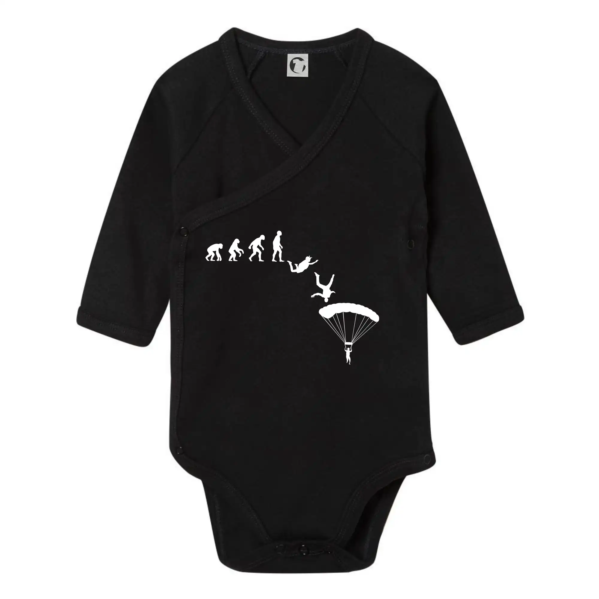 Tričká s motívom paraglidingu - Evolúcia parašutista zoskok - Body zavinovacie s dlhým rukávom