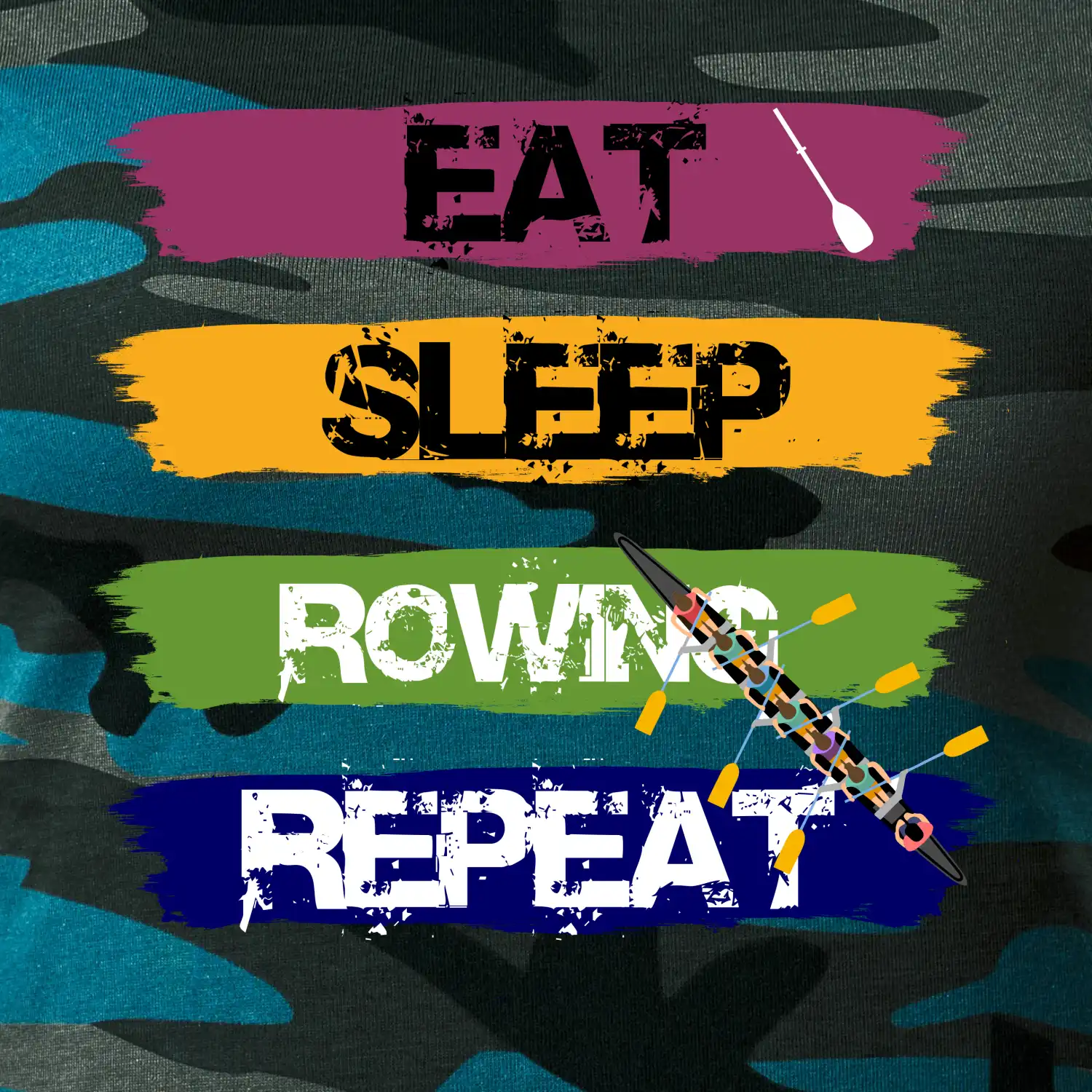 Eat sleep rowing repeat barevné