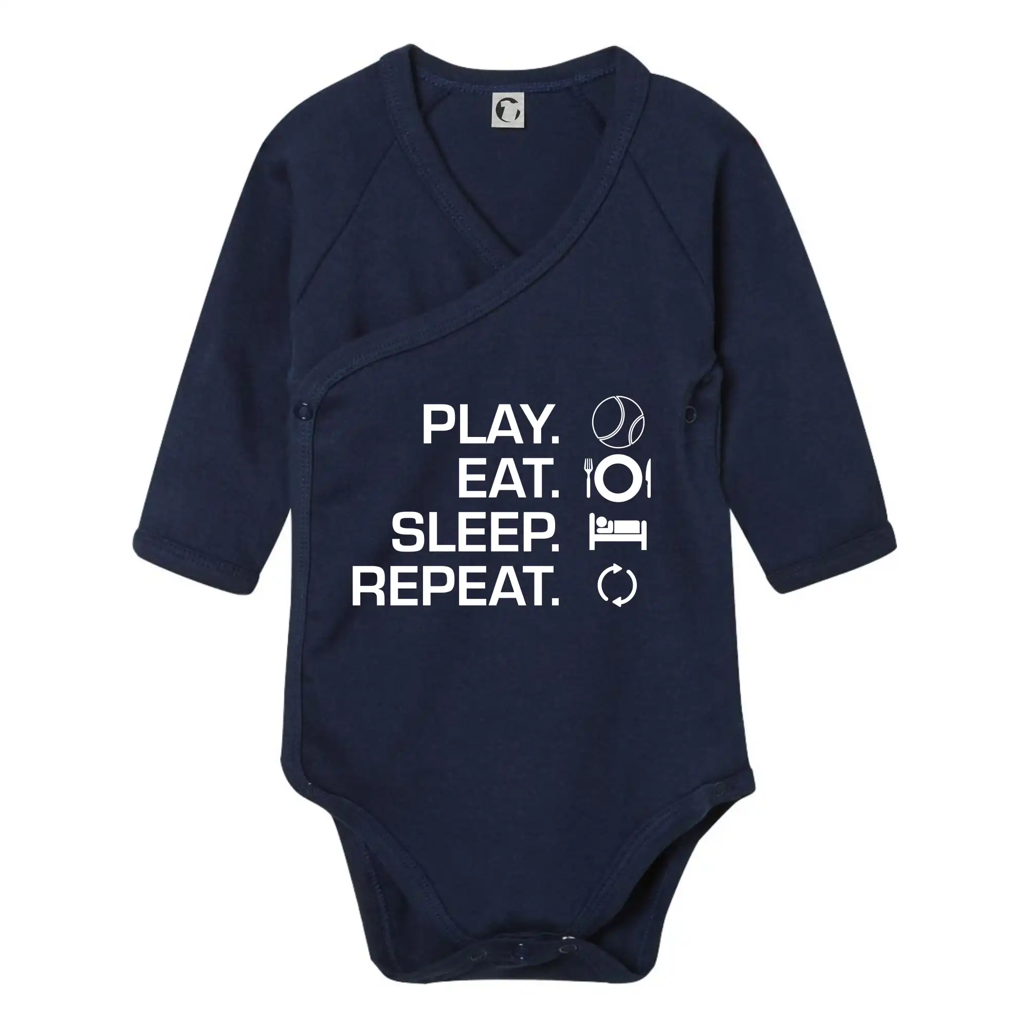 Tričká na tenis - Play Eat Sleep Repeat tenis - Body zavinovacie s dlhým rukávom