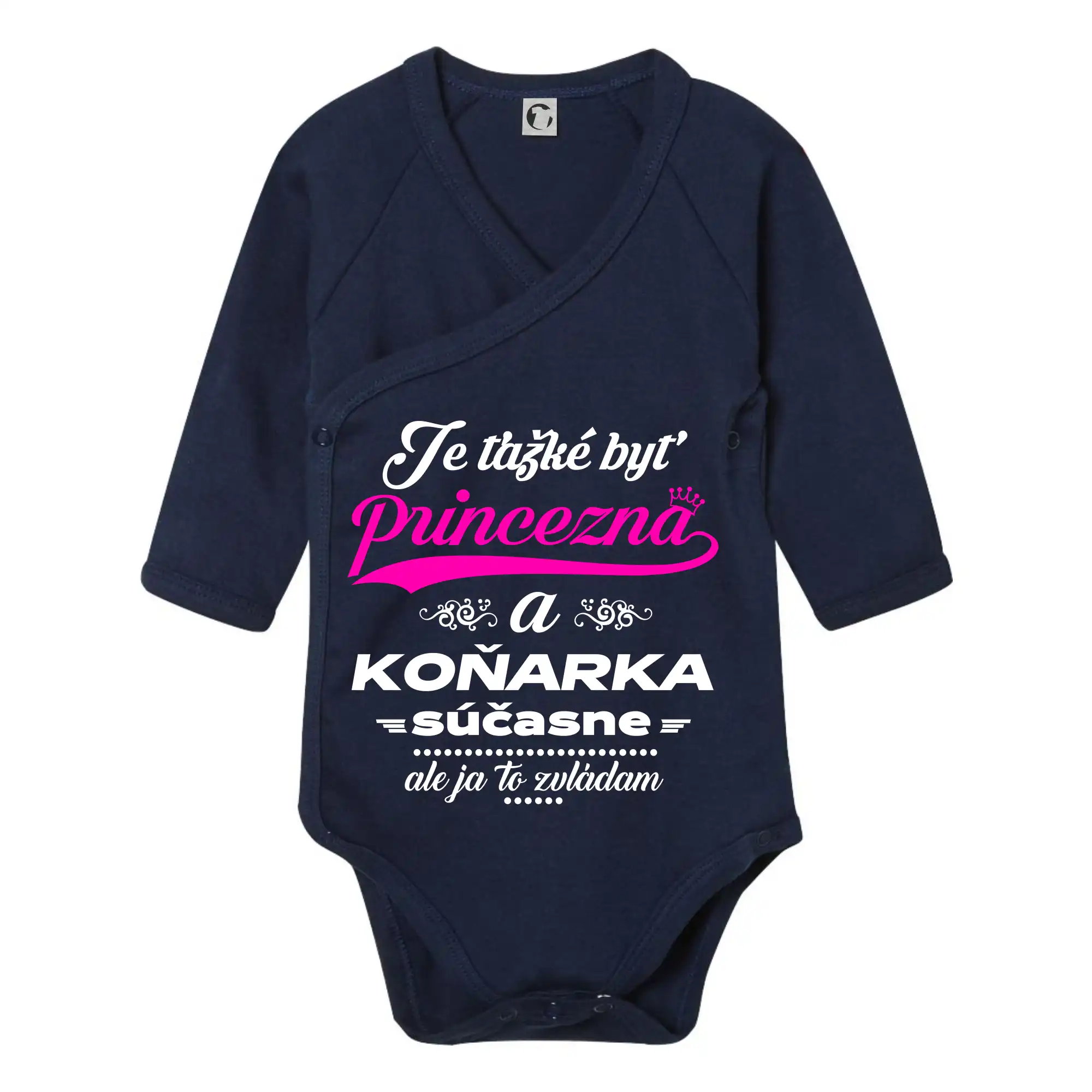 Tričká s koňmi - Je ťažké byť princezná koňarka - Body zavinovacie s dlhým rukávom