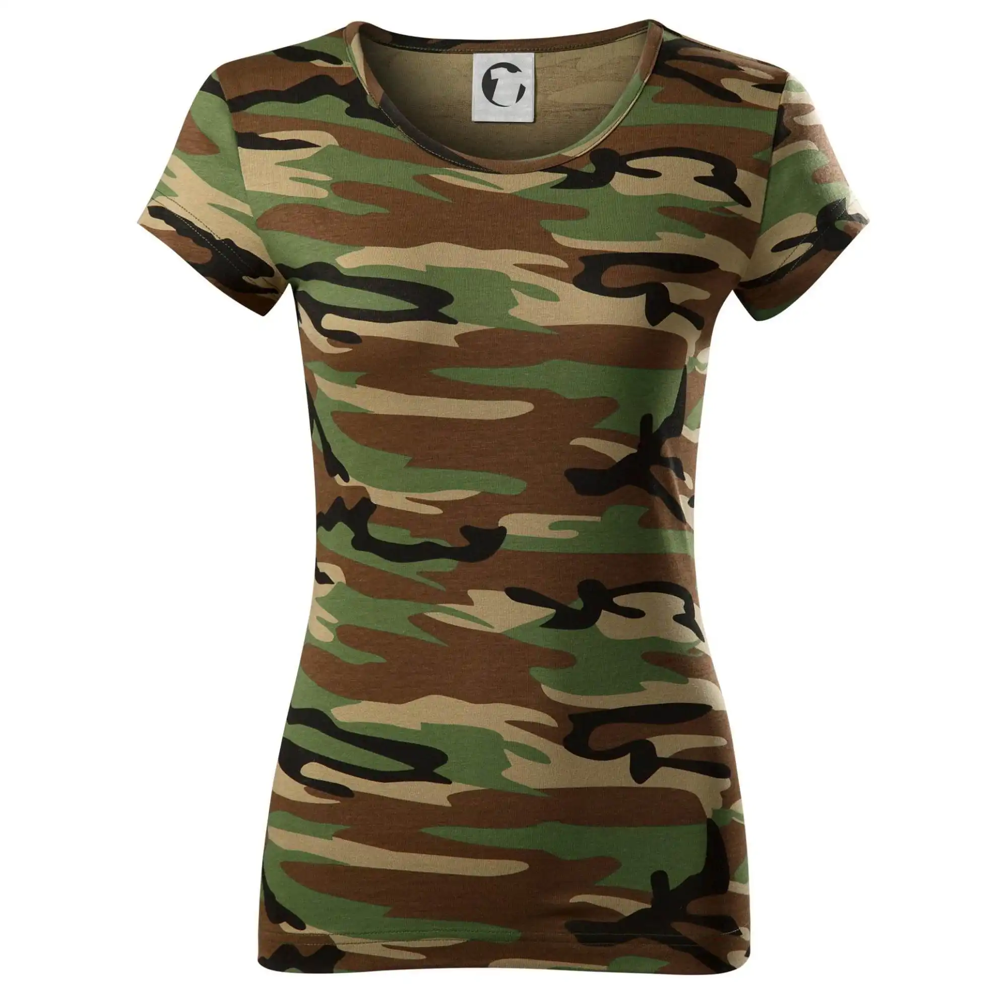 Ostatné nápisy - BEZPOTLAČE / BEZ POTLAČE - Dámske maskáčové tričko