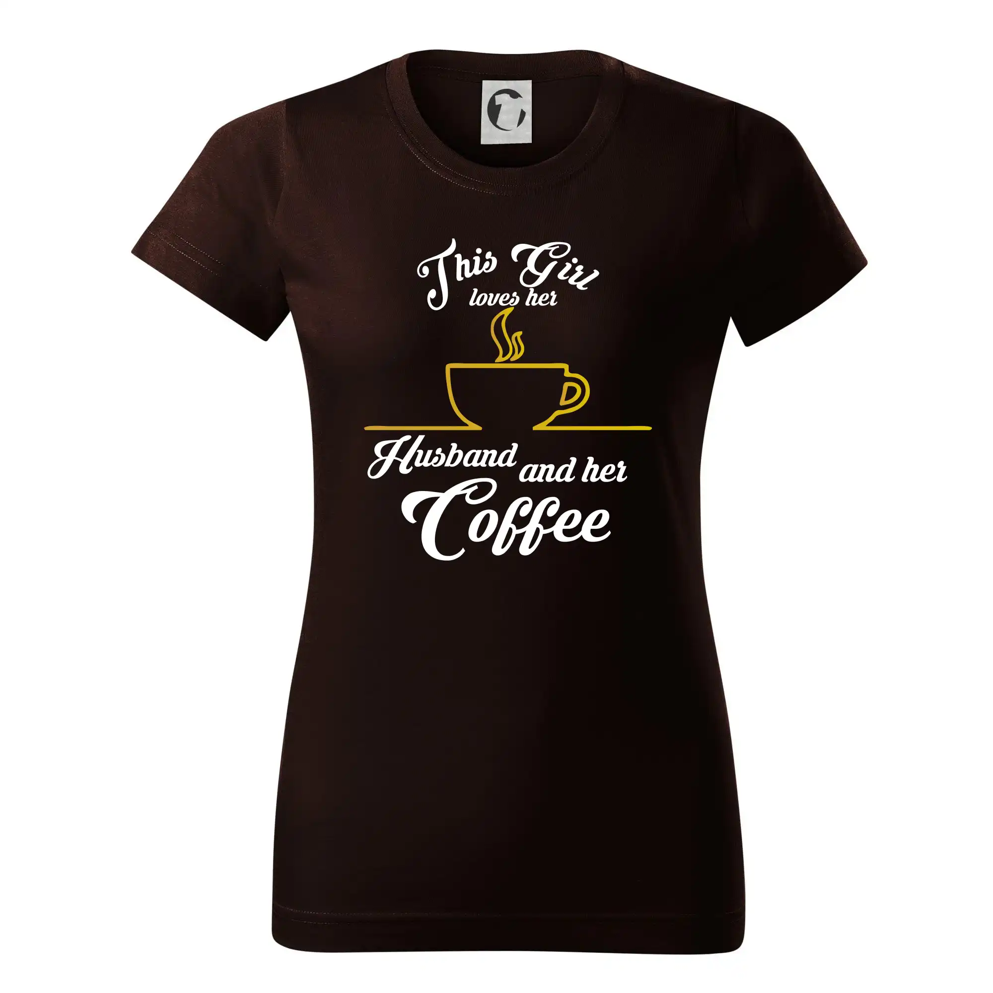 Motívy pre baristu a milovníkov kávy - This Girl loves her Husband and her Coffee - Dámske tričko basic - ľahko voľnejšie a dlhšie