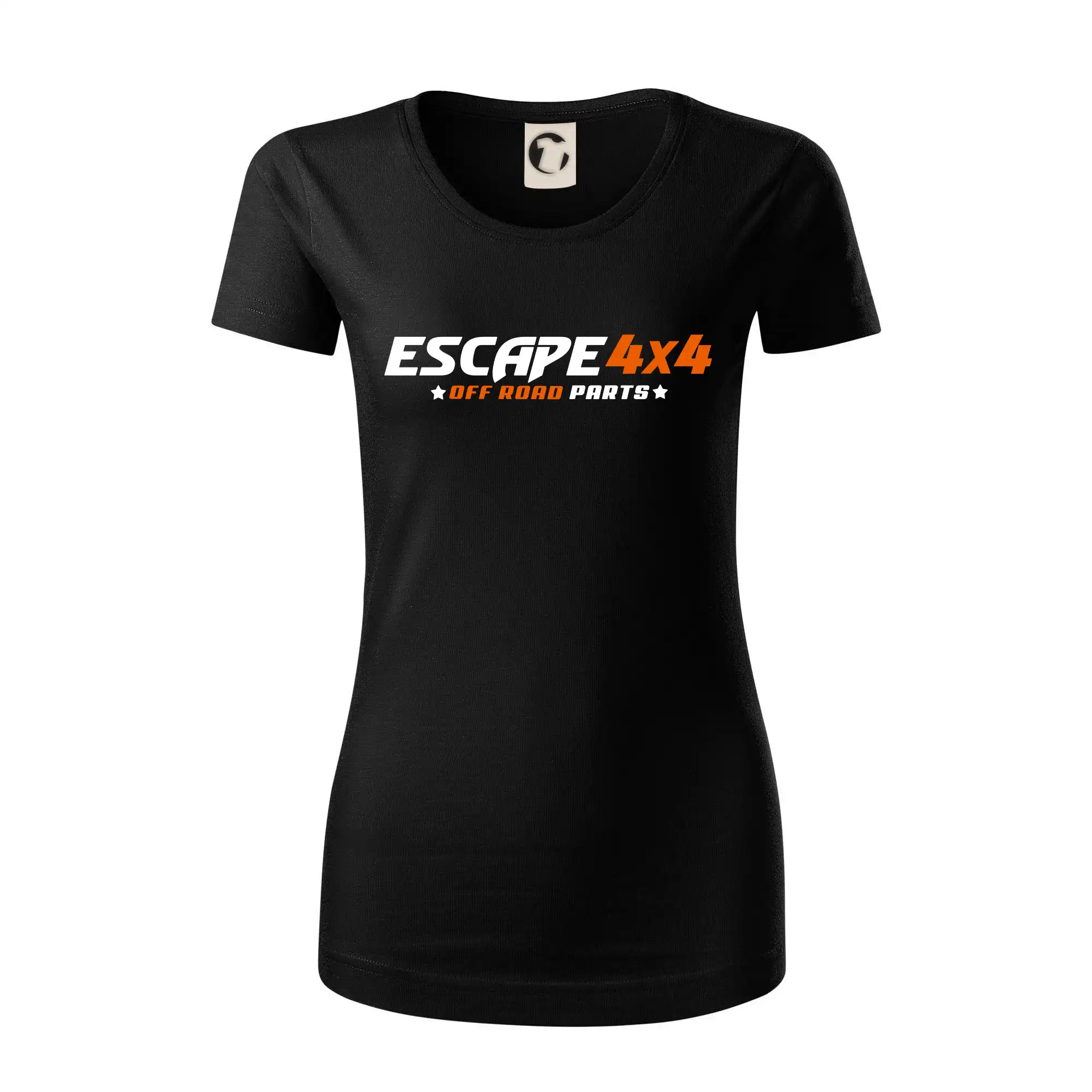 MyShirt tričká - Escape 4x4 Nápis vpředu a pneumatika na zádech - Dámske tričko z organickej bavlny Origin (GOTS)
