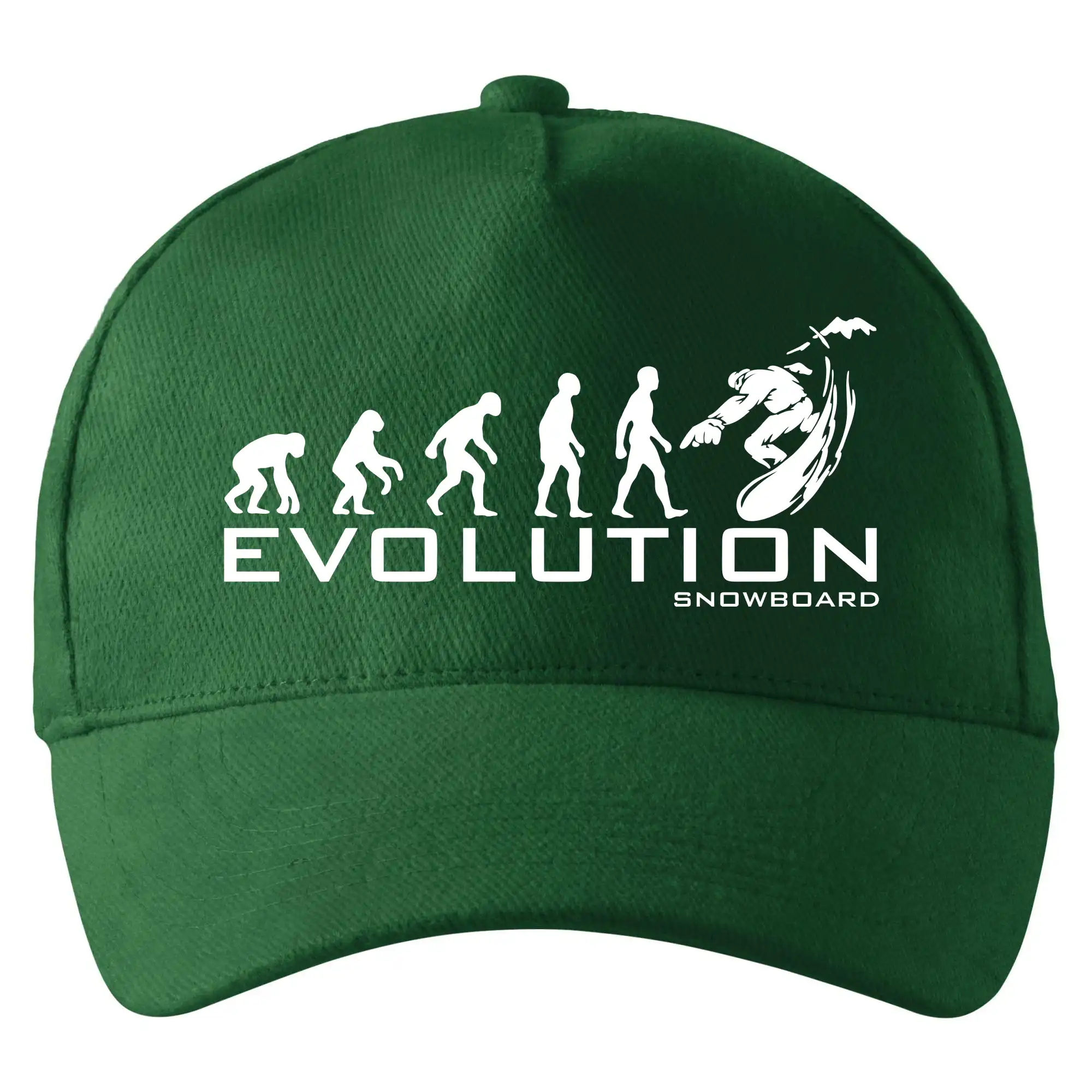 Tričká s potlačou evolúcia - Evolúcia snowboardu - Šiltovka so zahnutým šiltom a mosaznou sponou