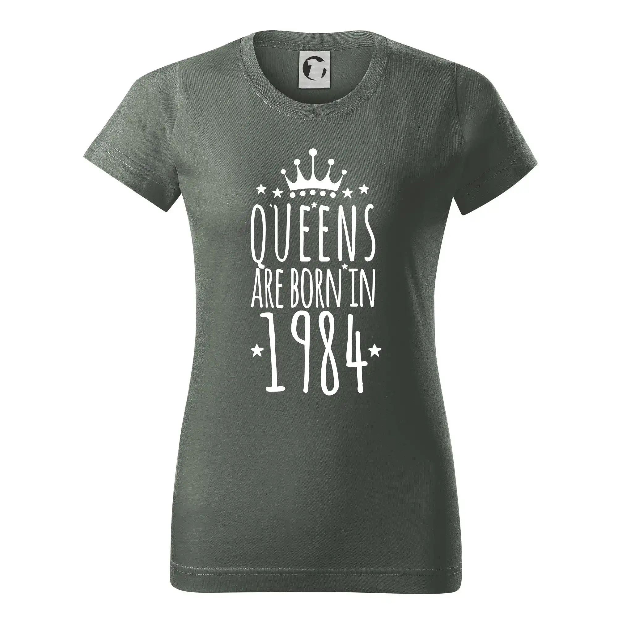 Trička s ročníkom 1984 - Queens are born in 1984 - Dámske tričko basic - ľahko voľnejšie a dlhšie