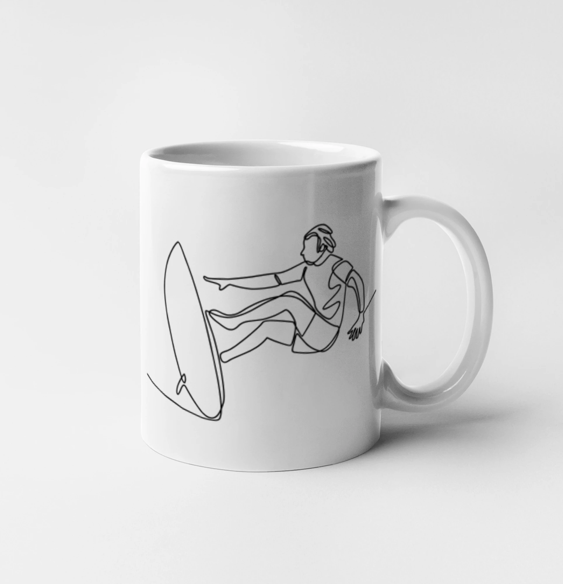 Surfař na vlně jedním tahem