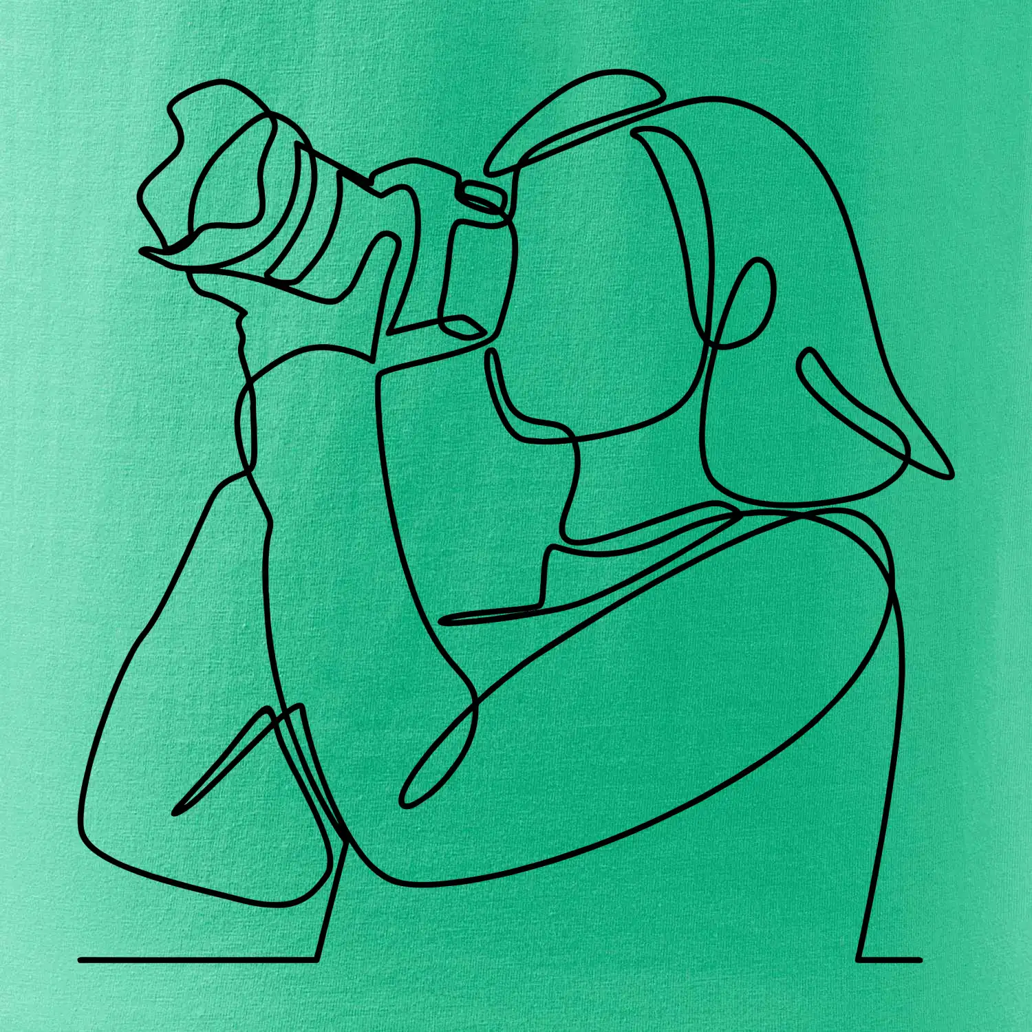 Fotografka stojící jedním tahem