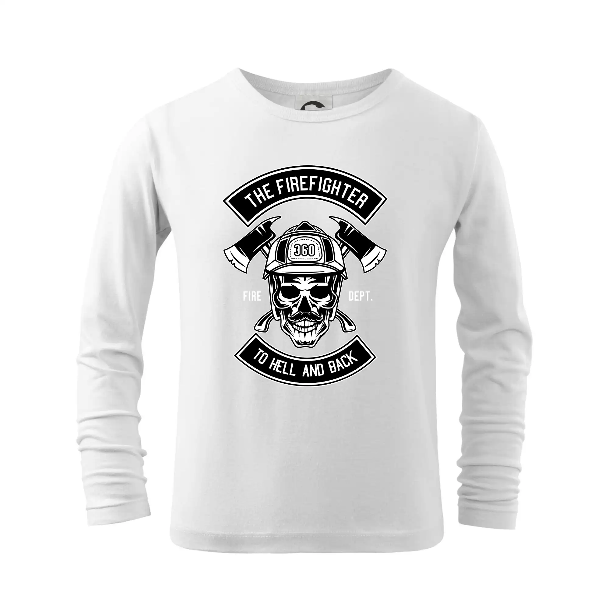 Originálne tričká pre hasičov - Lebka hasič do pekla a späť - Tričko detské Long Sleeve