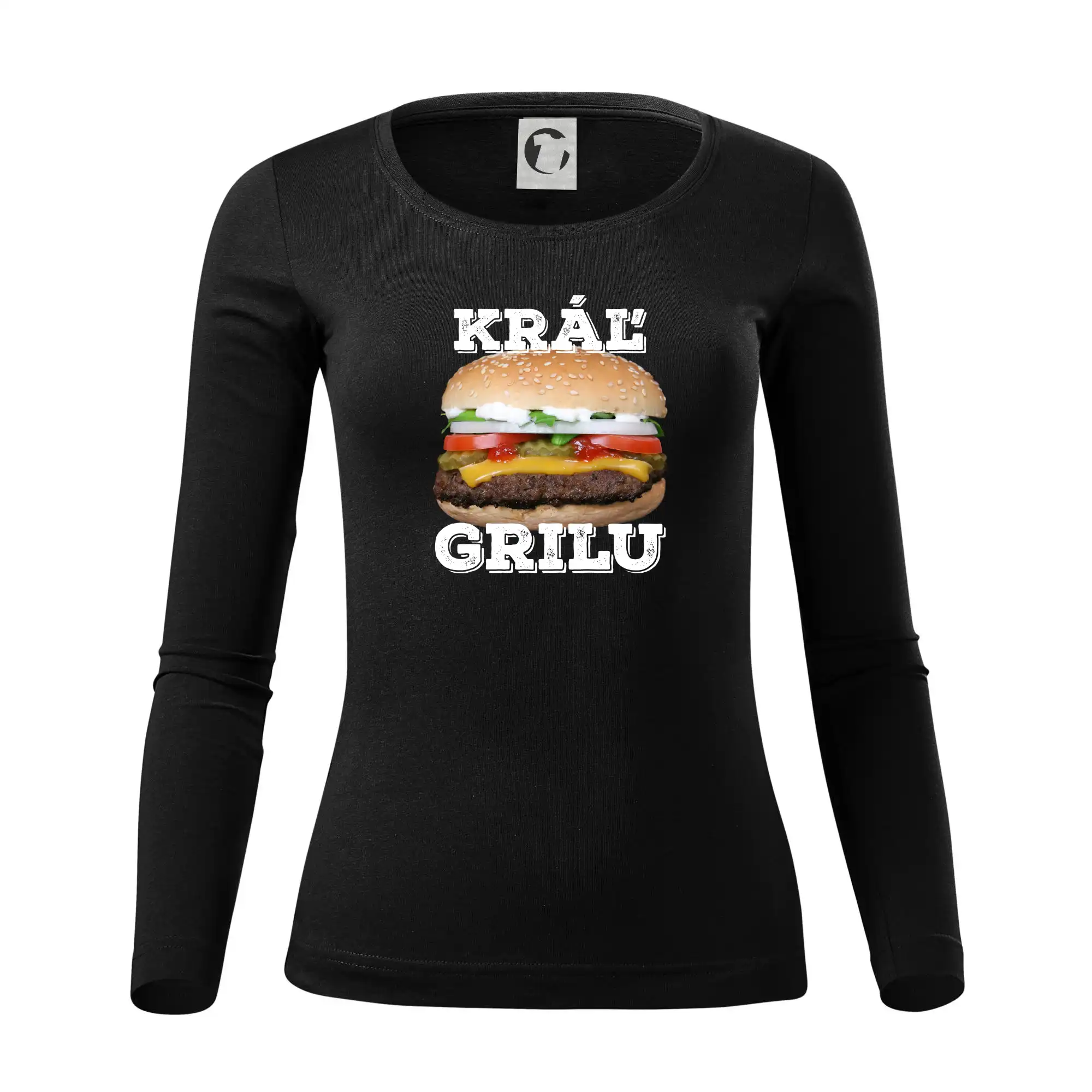 Tričká a zástery na grilovanie - Kráľ grilu hamburger - Dámske tričko FIT-T LS - zužené