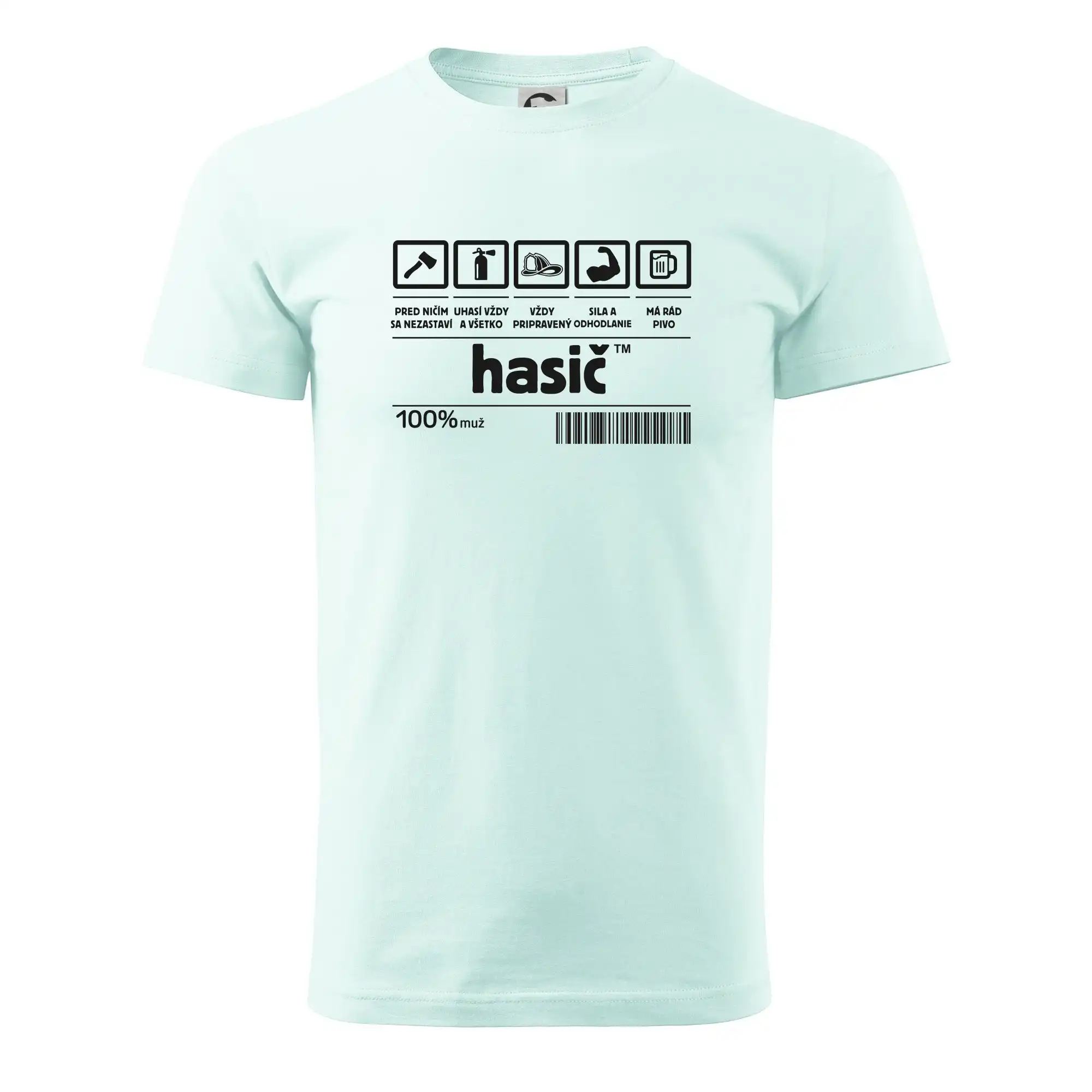 Originálne tričká pre hasičov - Čiarový kód - Hasič / hasička - Pánske tričko nižšej gramáže