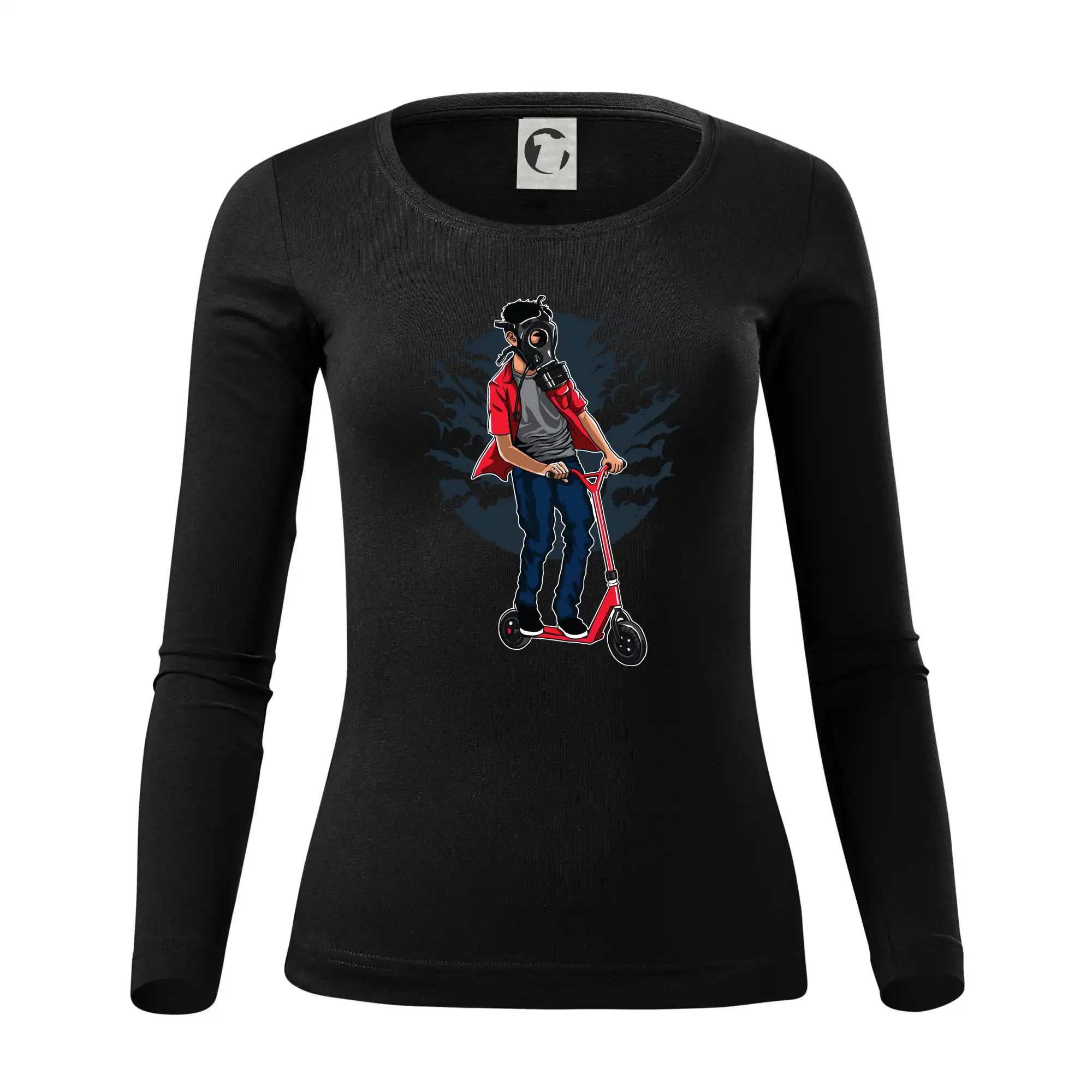 Tričká na kolobežku - Gasmask Rider - Dámske tričko FIT-T LS - zužené