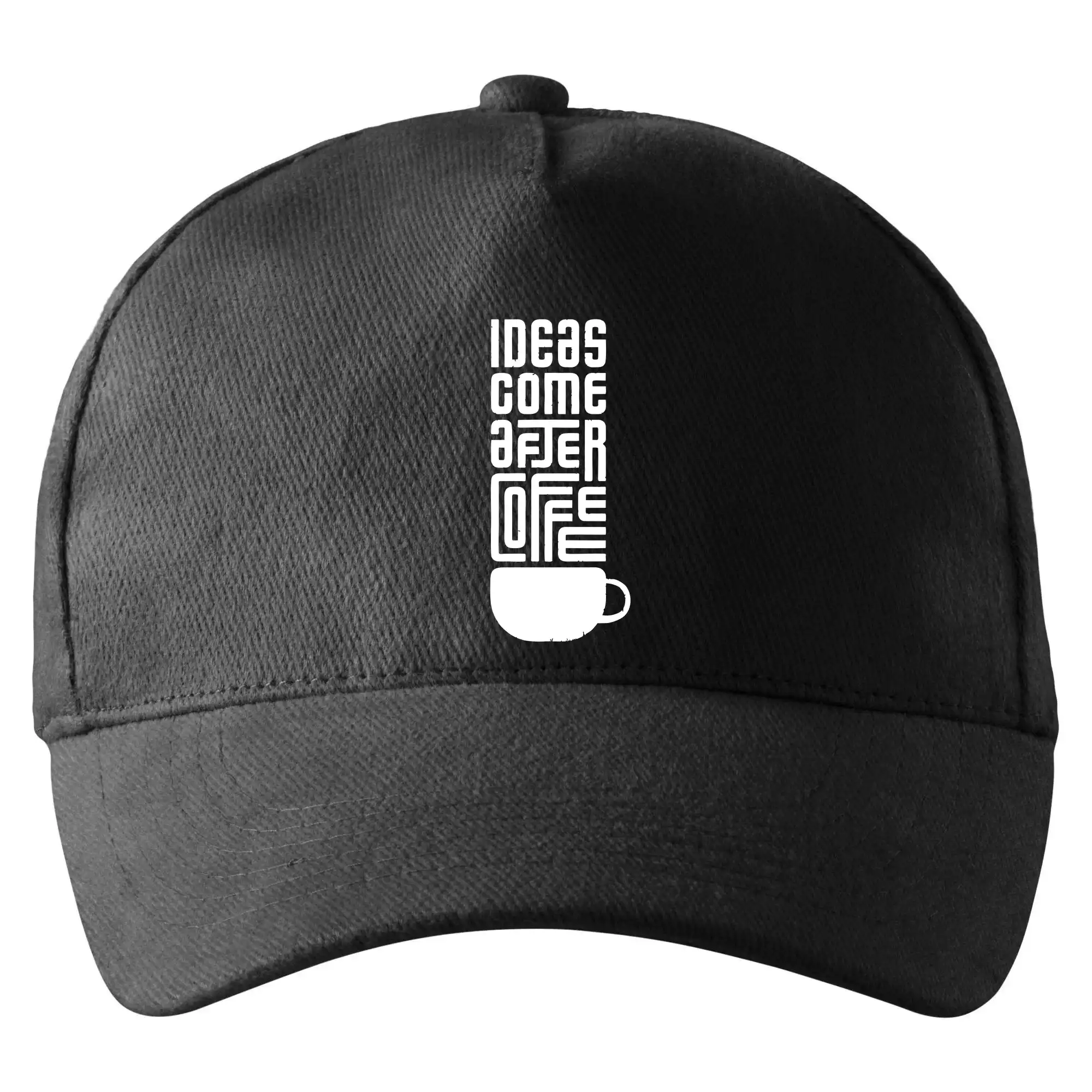 Motívy pre baristu a milovníkov kávy - Ideas come after coffee - Šiltovka so zahnutým šiltom a mosaznou sponou