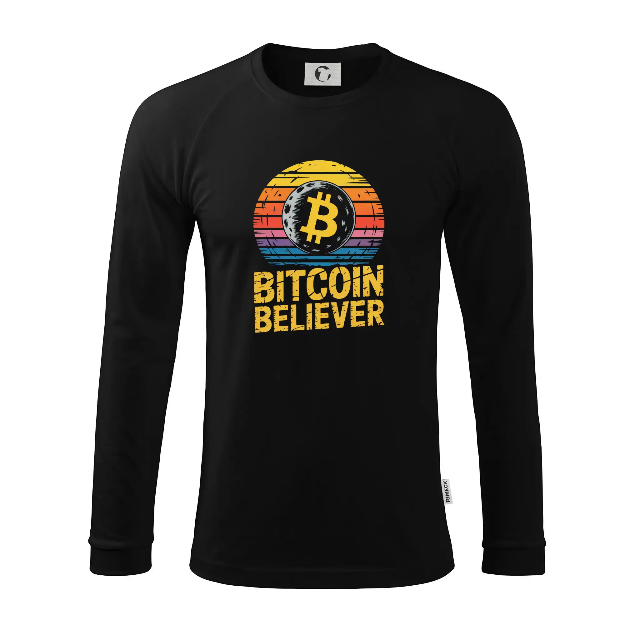 Bitcoin Believer Vintage retro sunset - Pánske tričko s dlhým rukávom LS130