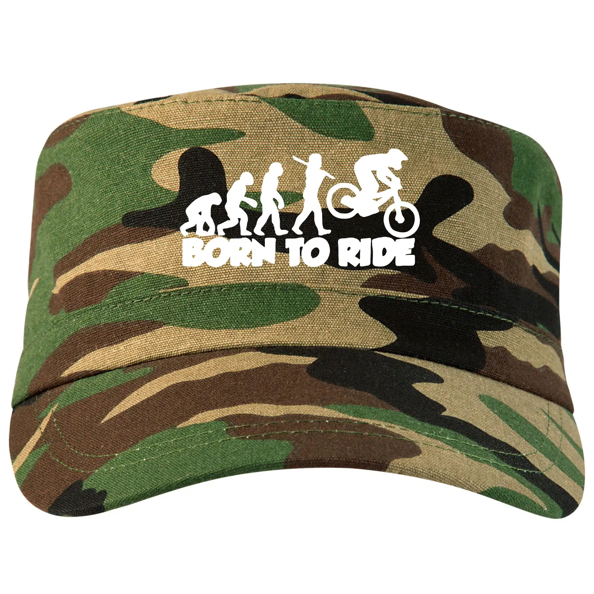 Tričká s potlačou evolúcia - Evolution Born to ride - Šiltovka CAMO