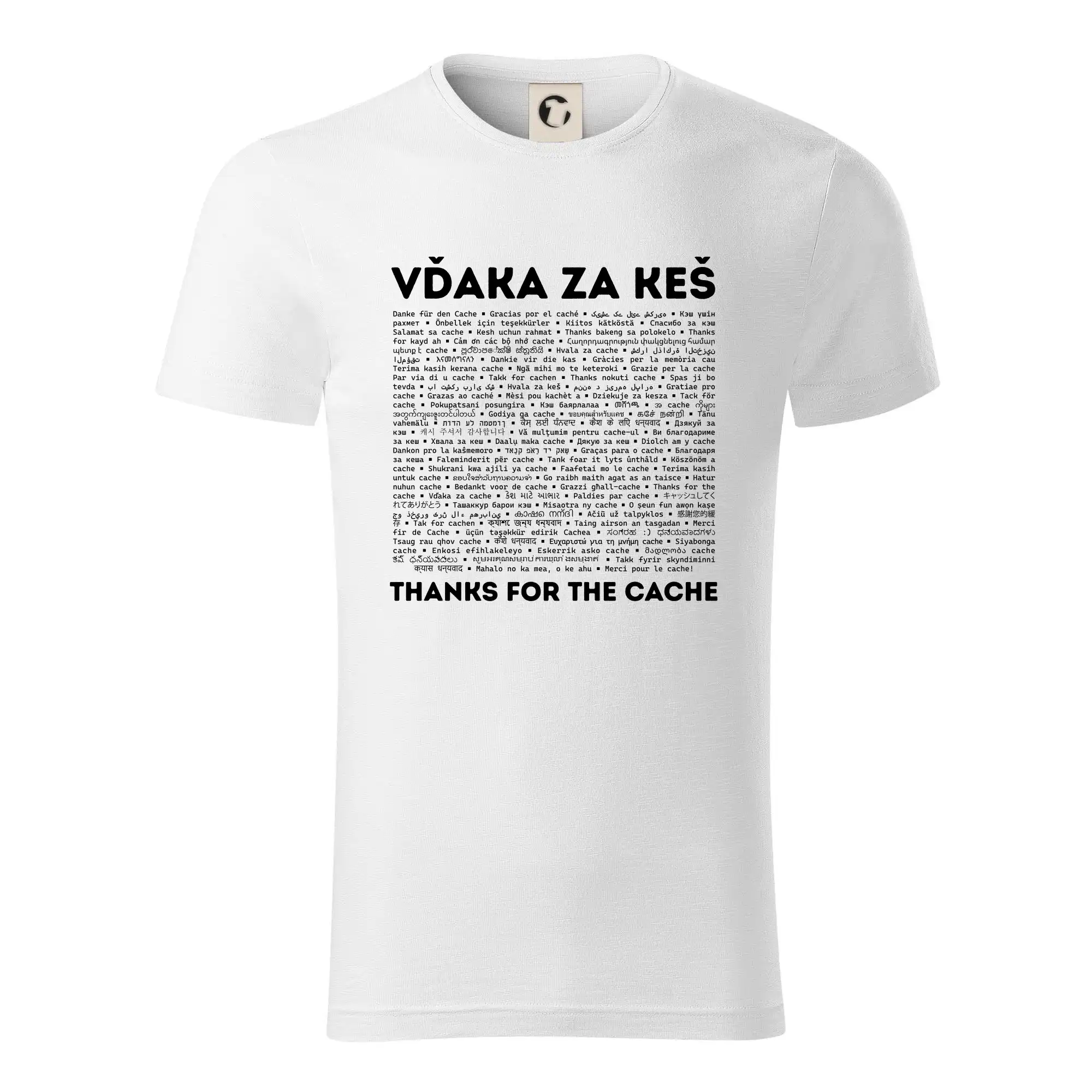 Tričká na geocaching - Vďaka za keš (v rôznych jazykoch) - Tričko z organickej bavlny