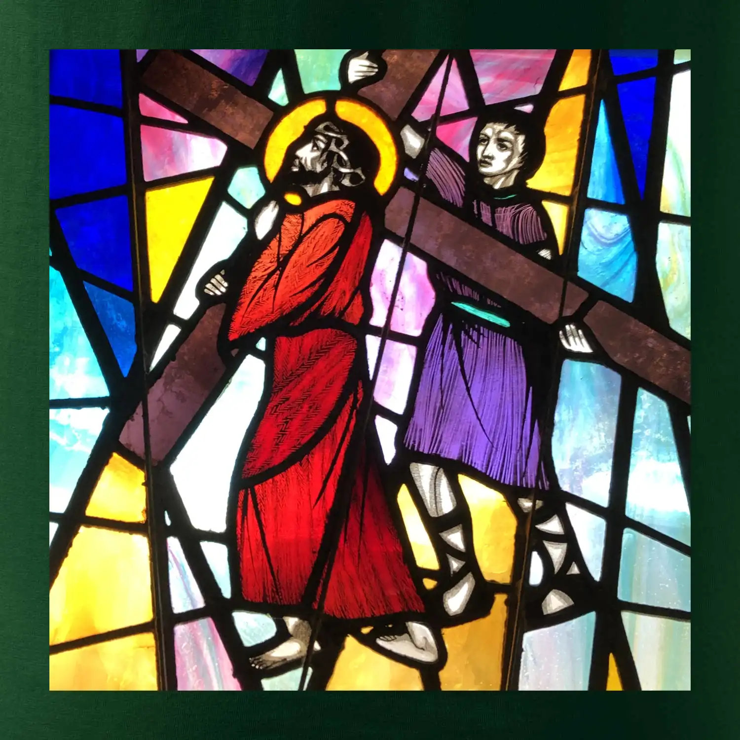 Vitráž - Ježíš a kříž