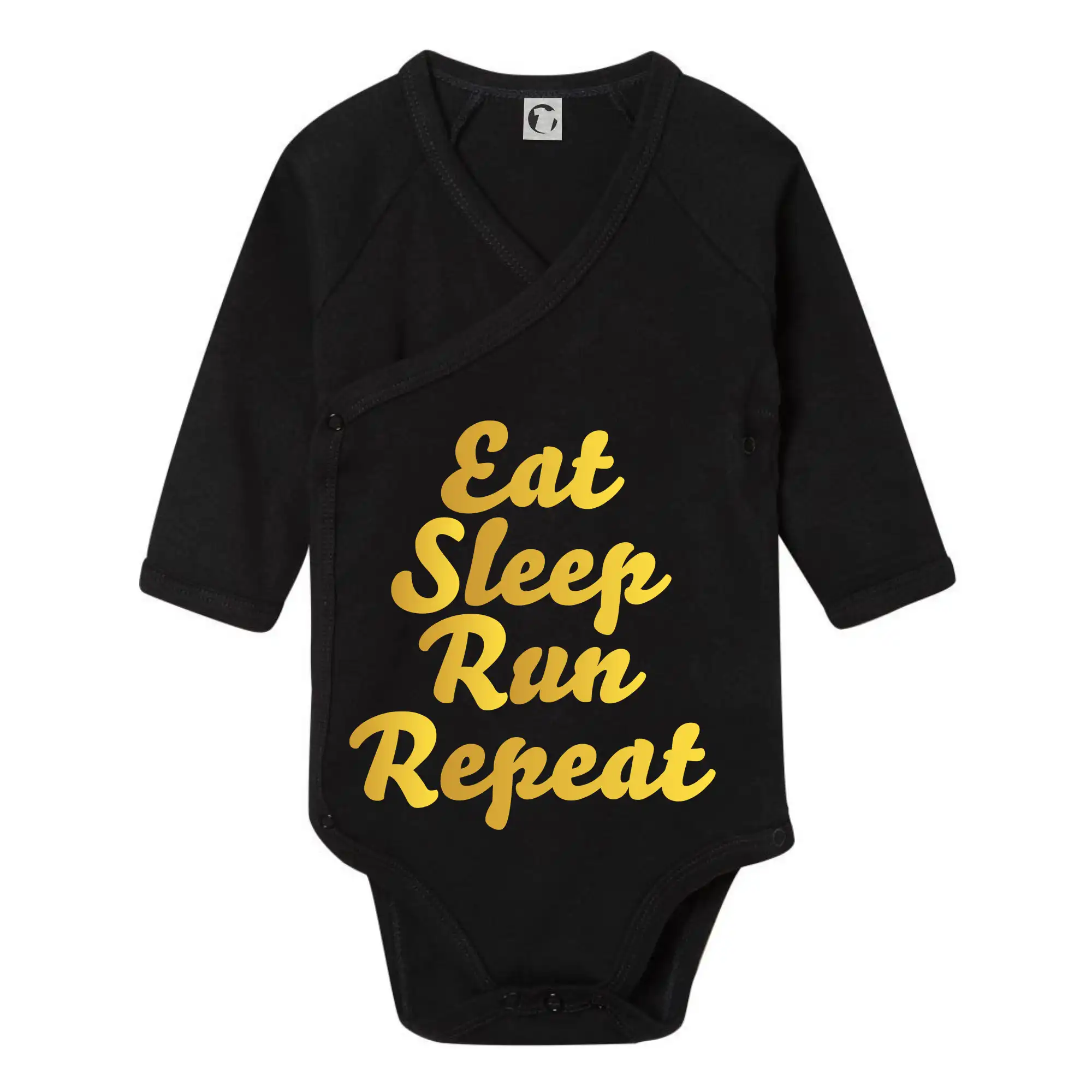 Tričká pre bežcov - Eat sleep run zlatá - Body zavinovacie s dlhým rukávom