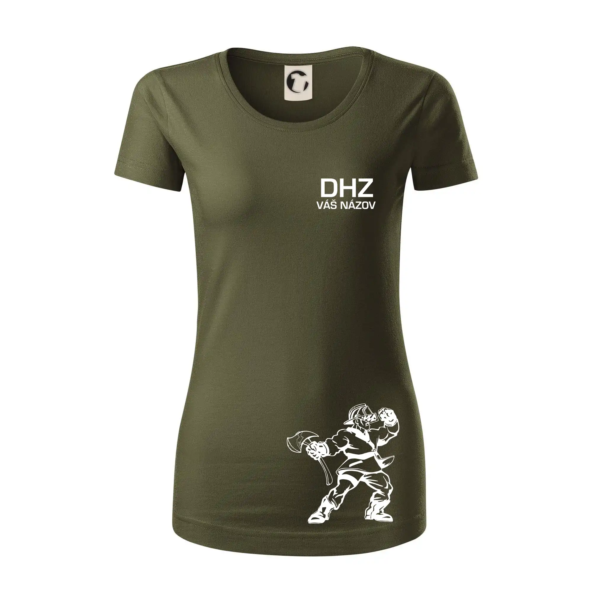 Originálne tričká pre hasičov - DHZ postava - vlastný názov - Dámske tričko z organickej bavlny Origin (GOTS)