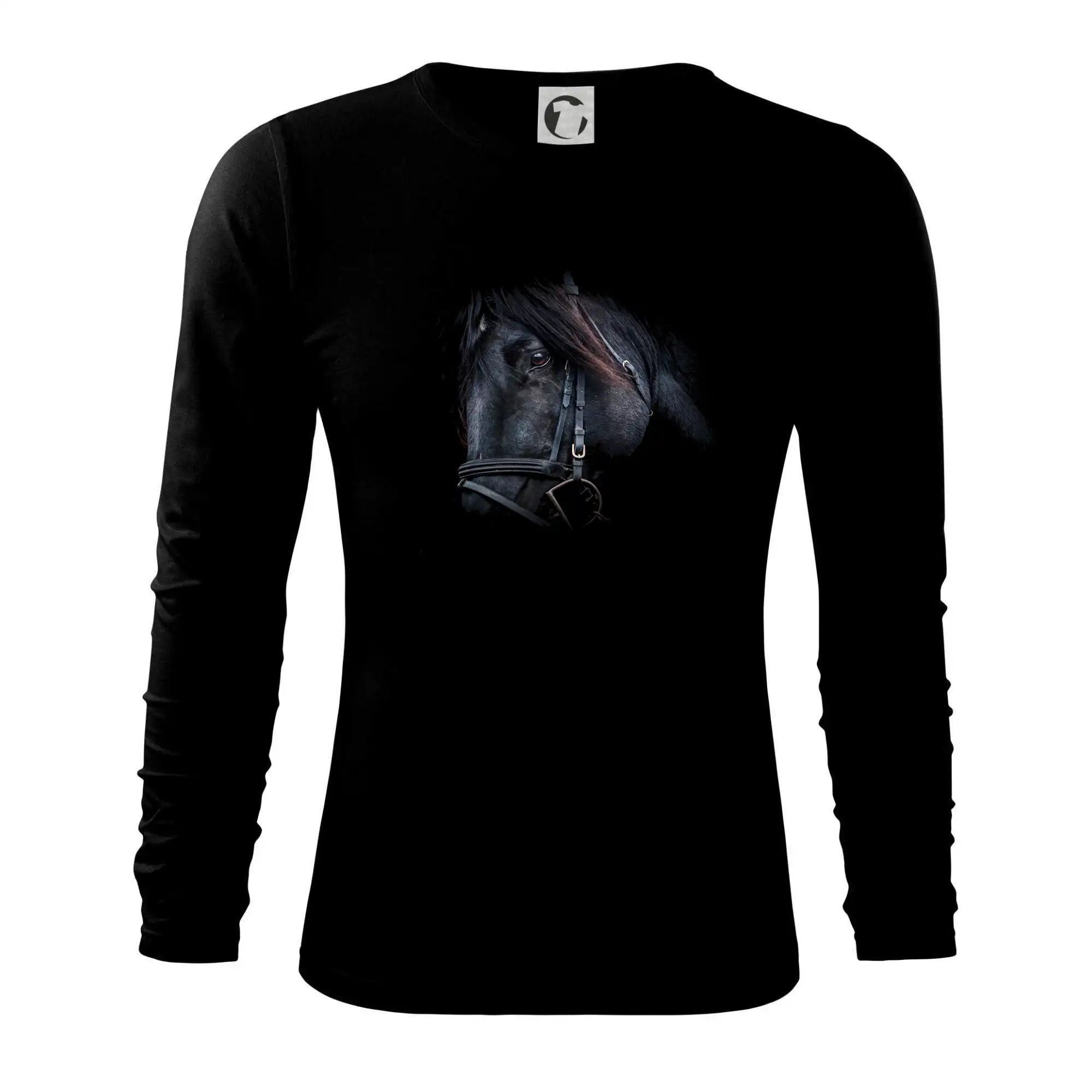 Tričká s koňmi - Kôň black - Tričko s dlhým rukávom FIT-T long sleeve