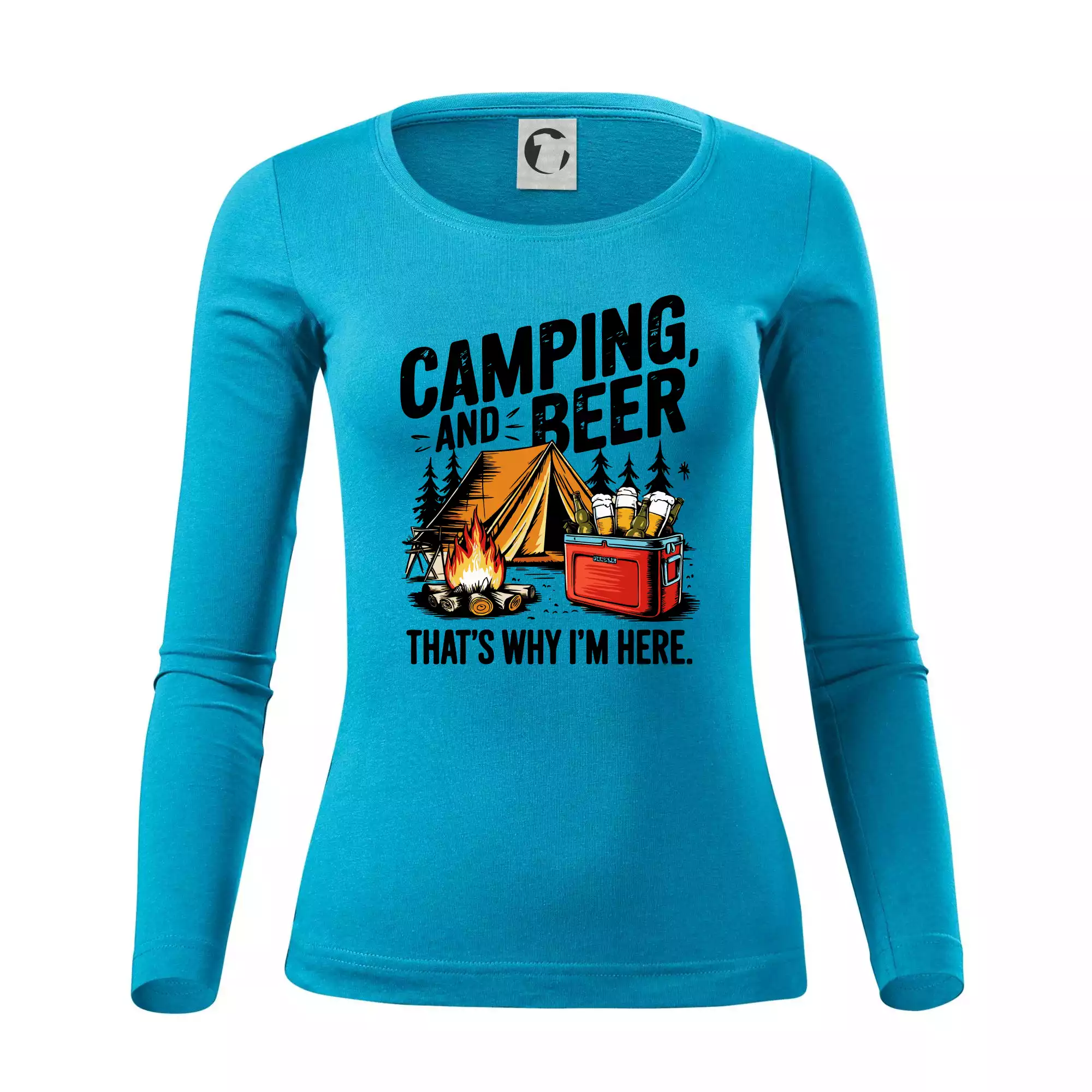 Černý nápis nápis Camping and beer