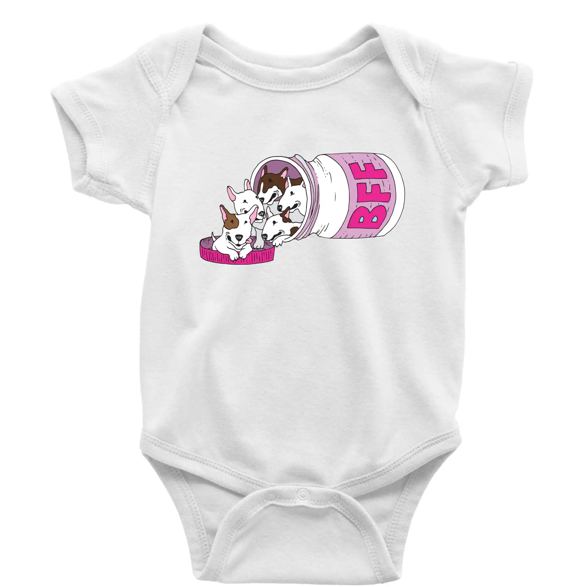 Ostatné psie plemená - Bullterrier Friends Forever ružové (Pecka design) - Body dojčenské s krátkym rukávom
