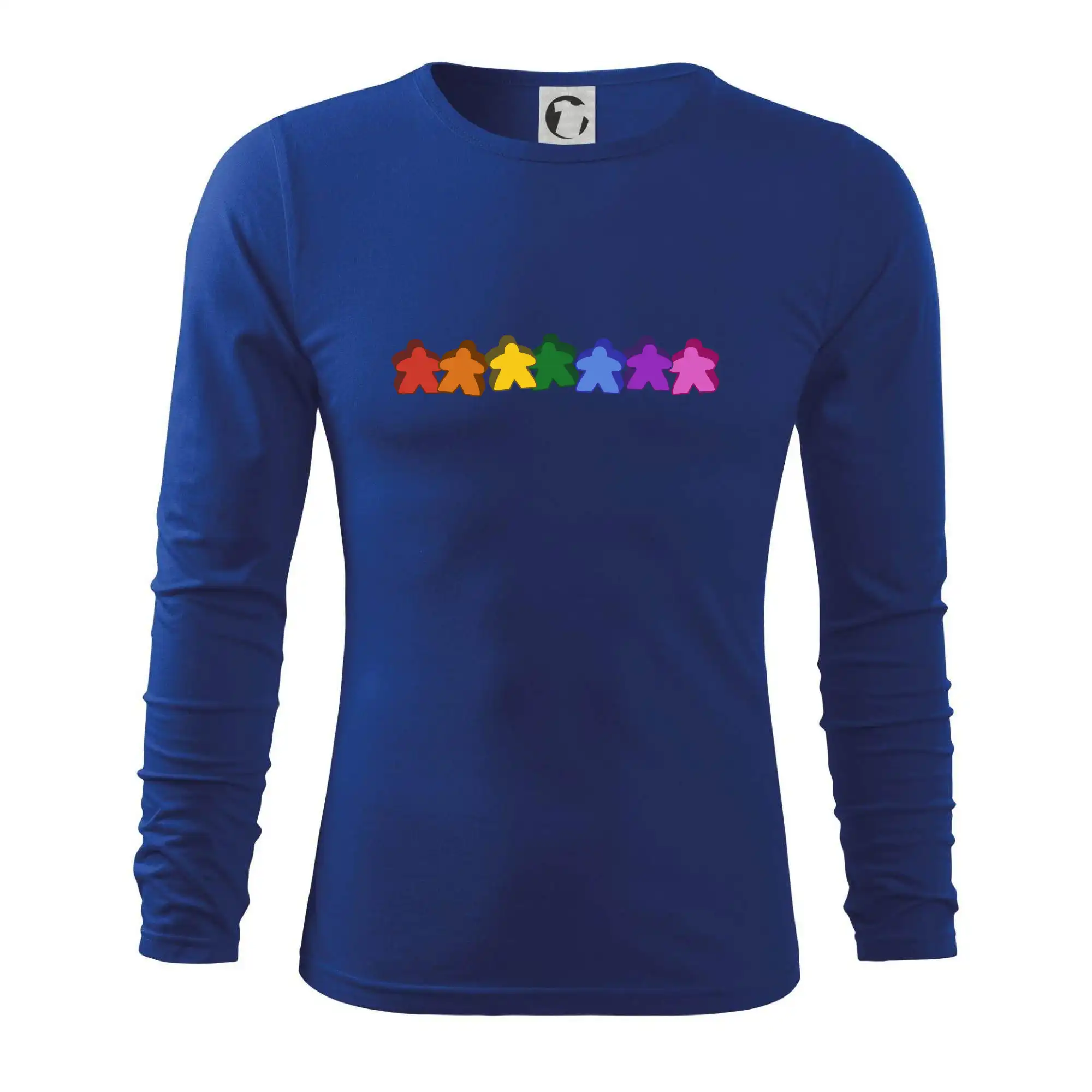 Tričká a mikiny so spoločenskými hrami  - Meeple duha - Tričko s dlhým rukávom FIT-T long sleeve