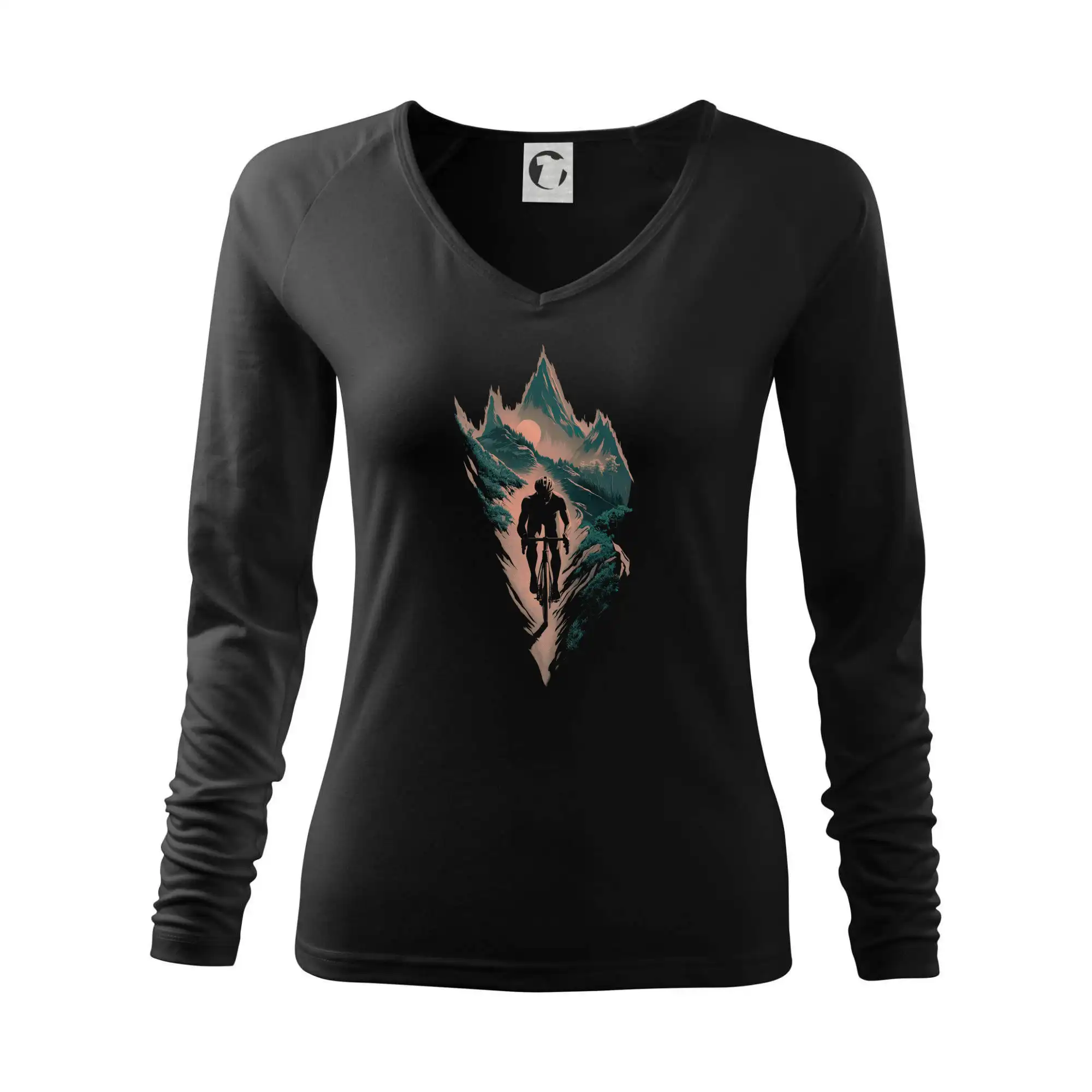 Tričko ako darček pre cyklistu - Cyklista v tme na horách - Tričko dámske Elegance