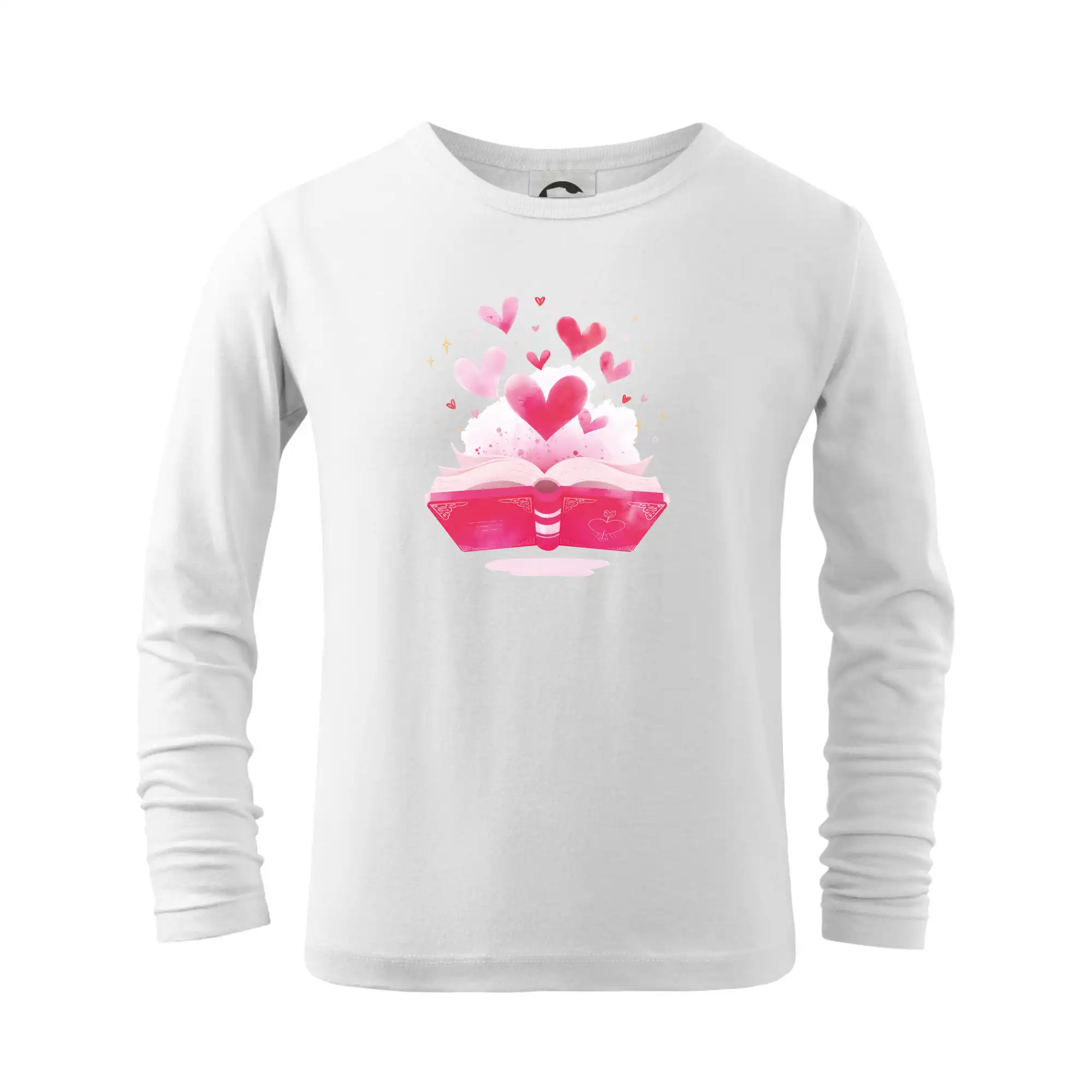 Tričká s motívom kníh pre milovníkov čítania a vône papiera - Knihy a srdiečka - Tričko detské Long Sleeve